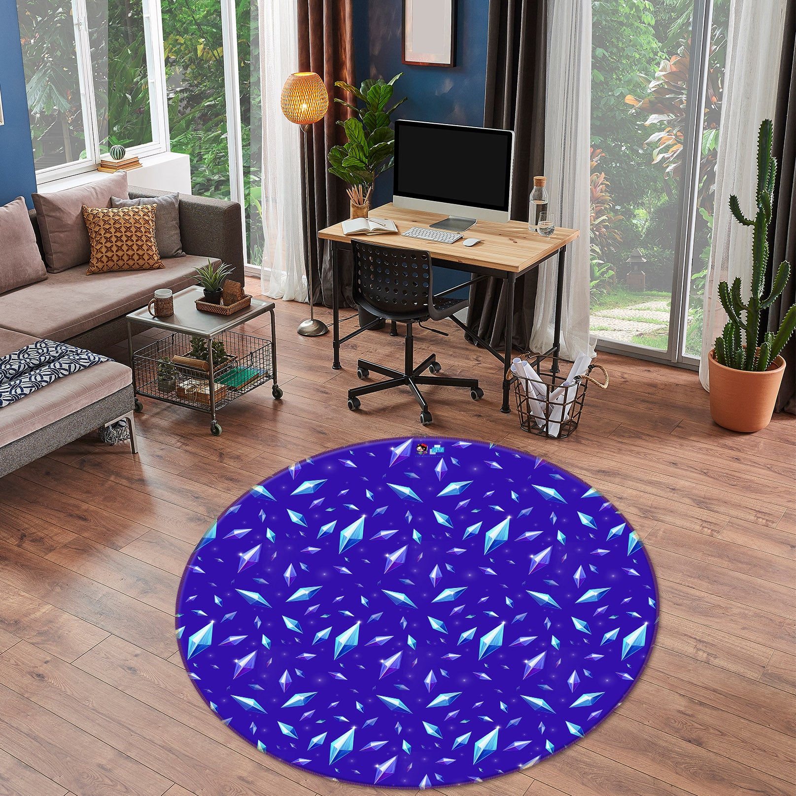 3D Diamond Fragment 83157 Rose Catherine Khan Rug Round Non Slip Rug Mat