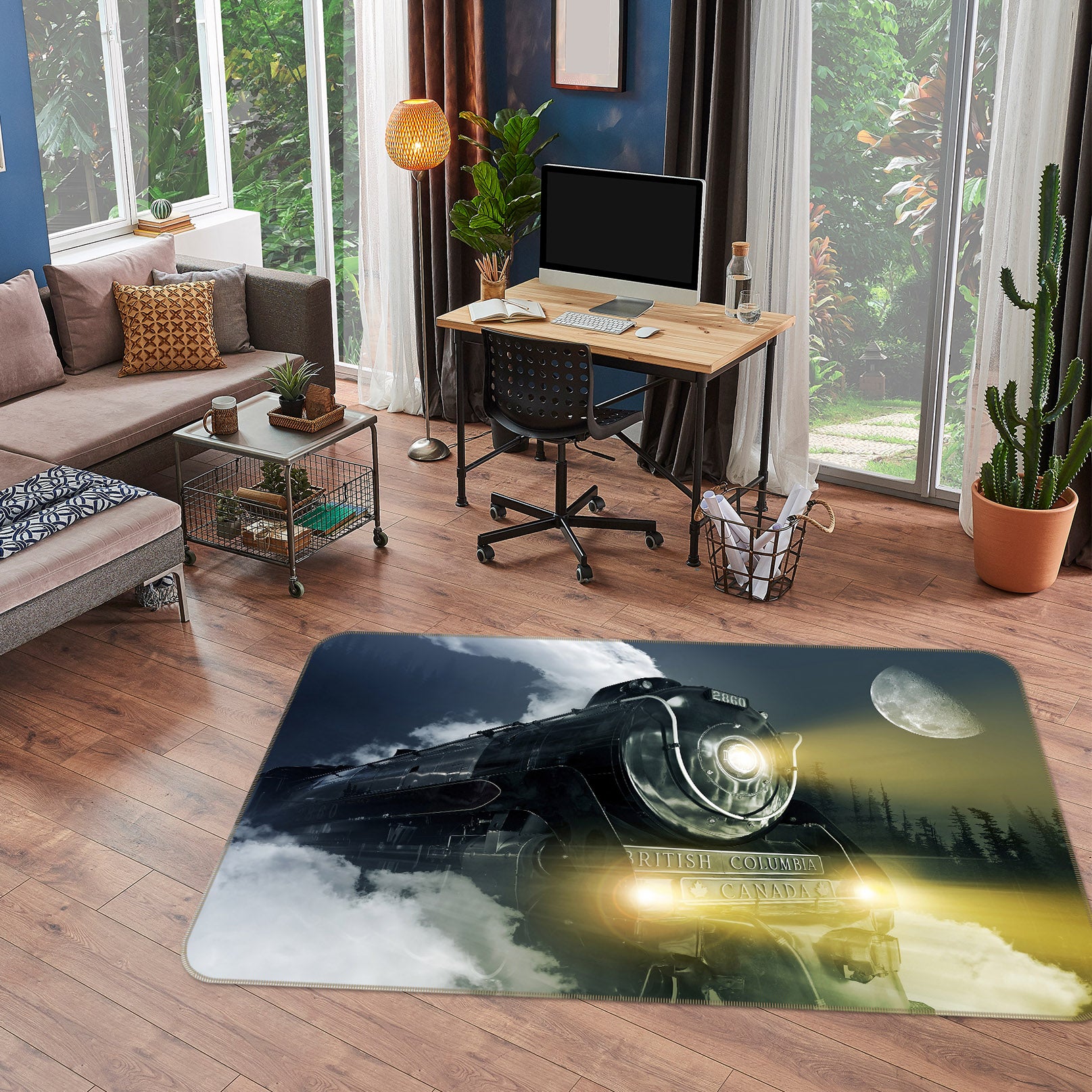 3D Moon Steam Train 68099 Vehicle Non Slip Rug Mat