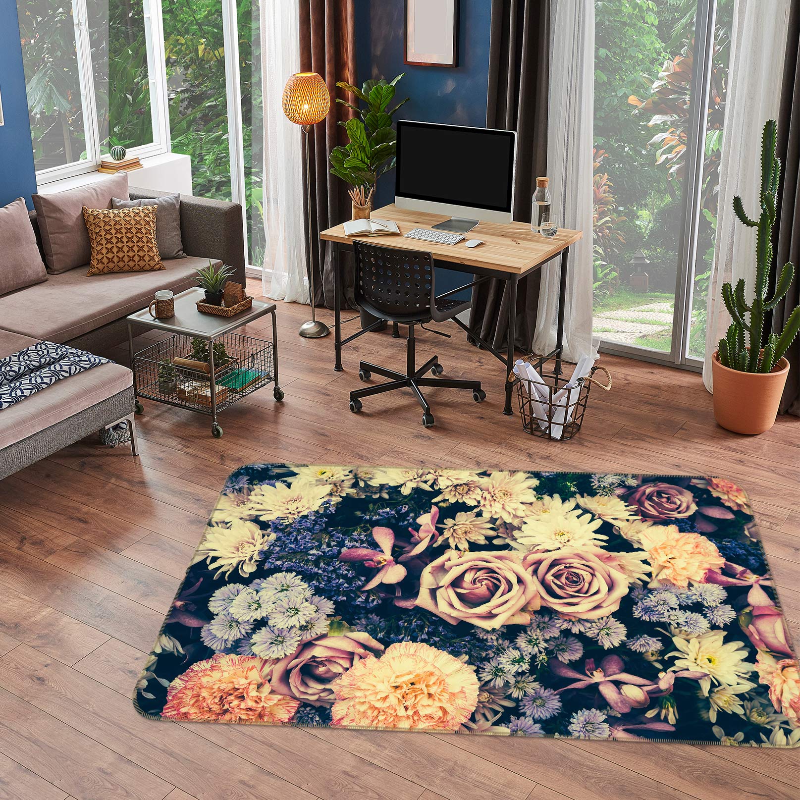 3D Flowers 37085 Non Slip Rug Mat