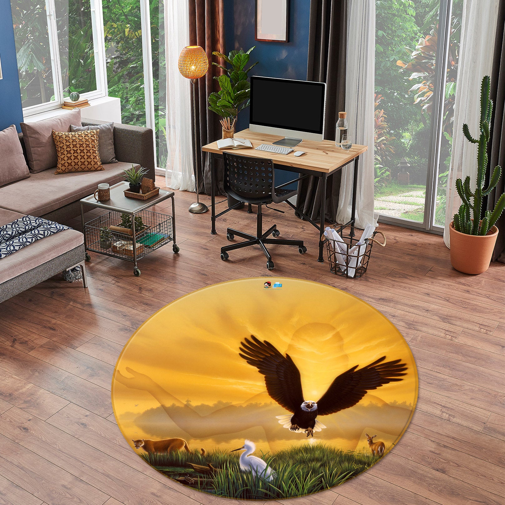 3D Flying Eagle 85149 Jerry LoFaro Rug Round Non Slip Rug Mat