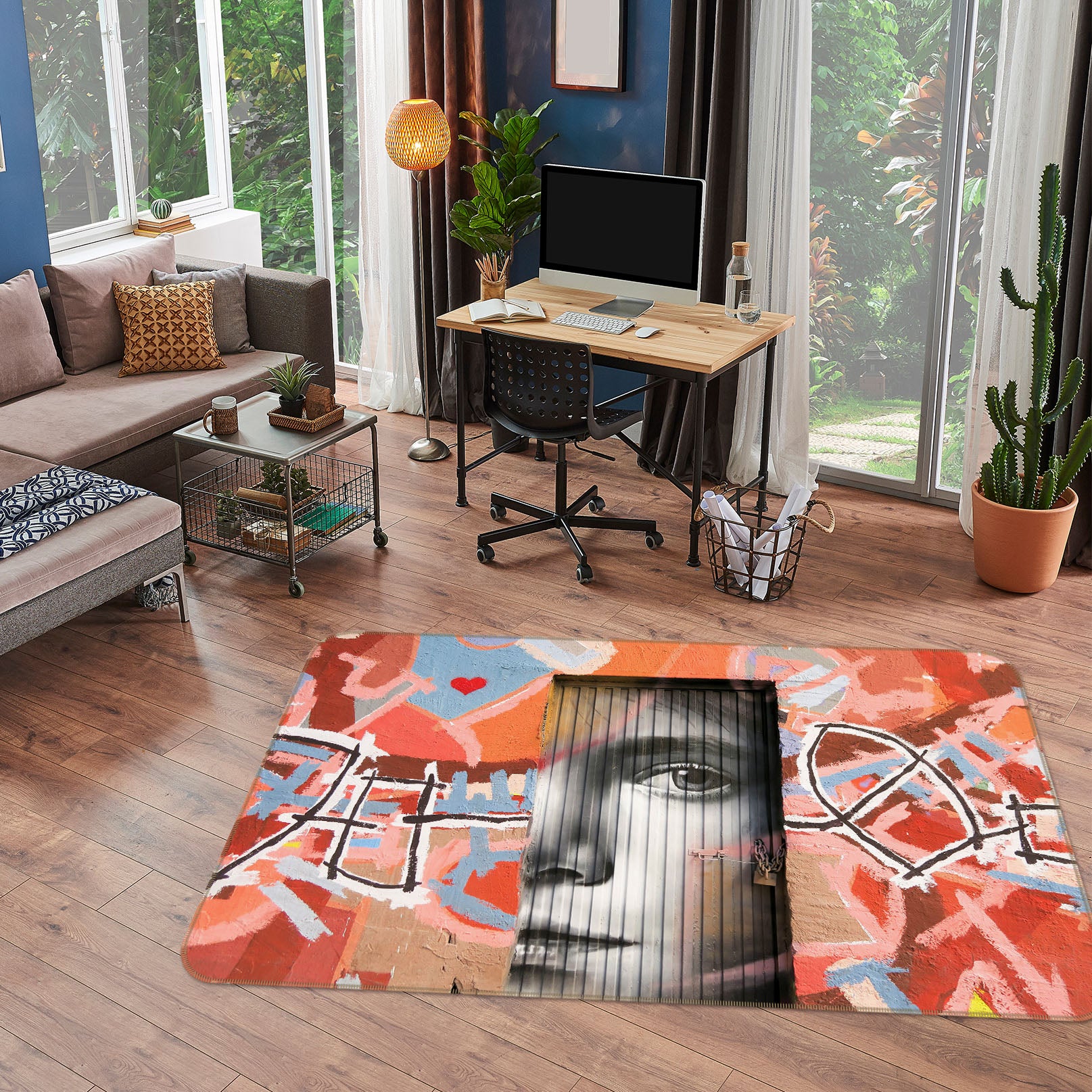 3D Face Pattern 31073 Non Slip Rug Mat