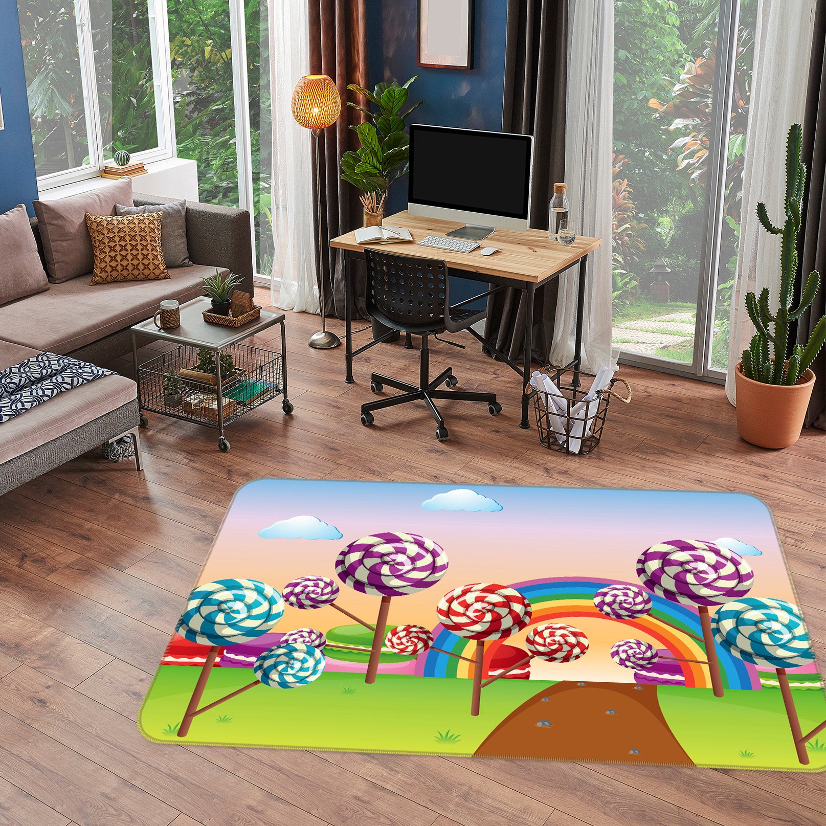 3D Colorful Fruit Tree Rainbow 77012 Non Slip Rug Mat
