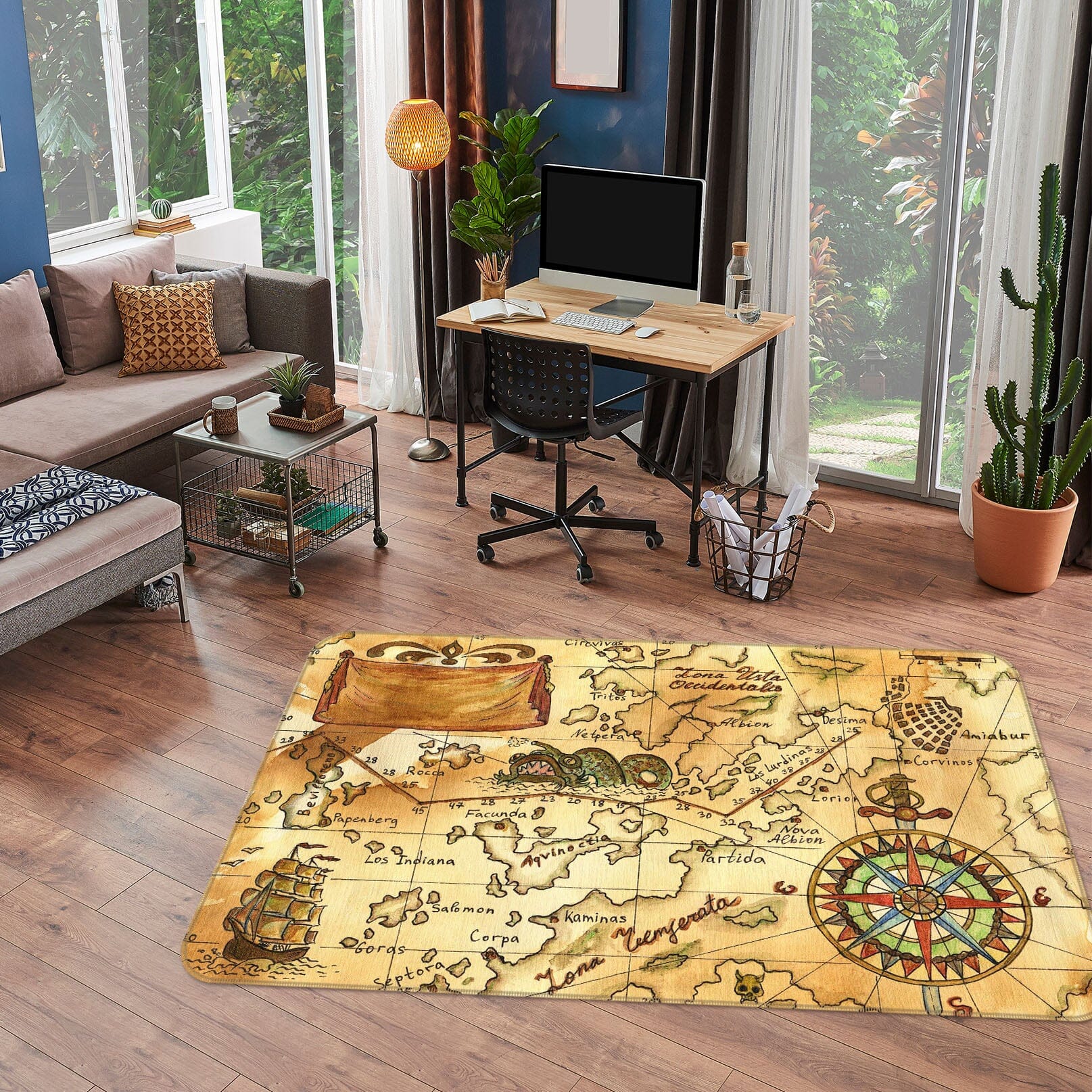 3D Nautical Direction 238 World Map Non Slip Rug Mat Mat AJ Creativity Home