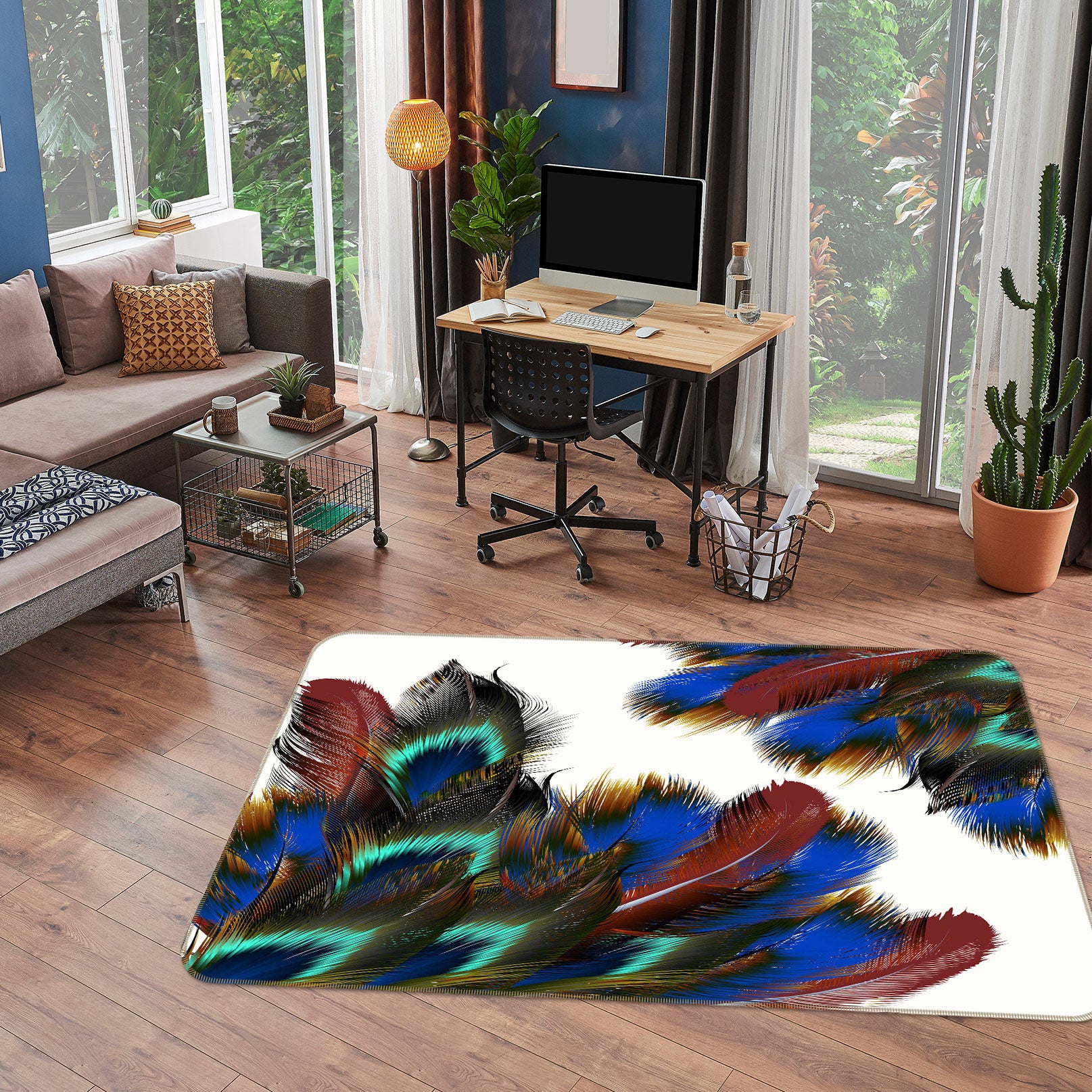 3D Feather 37042 Non Slip Rug Mat