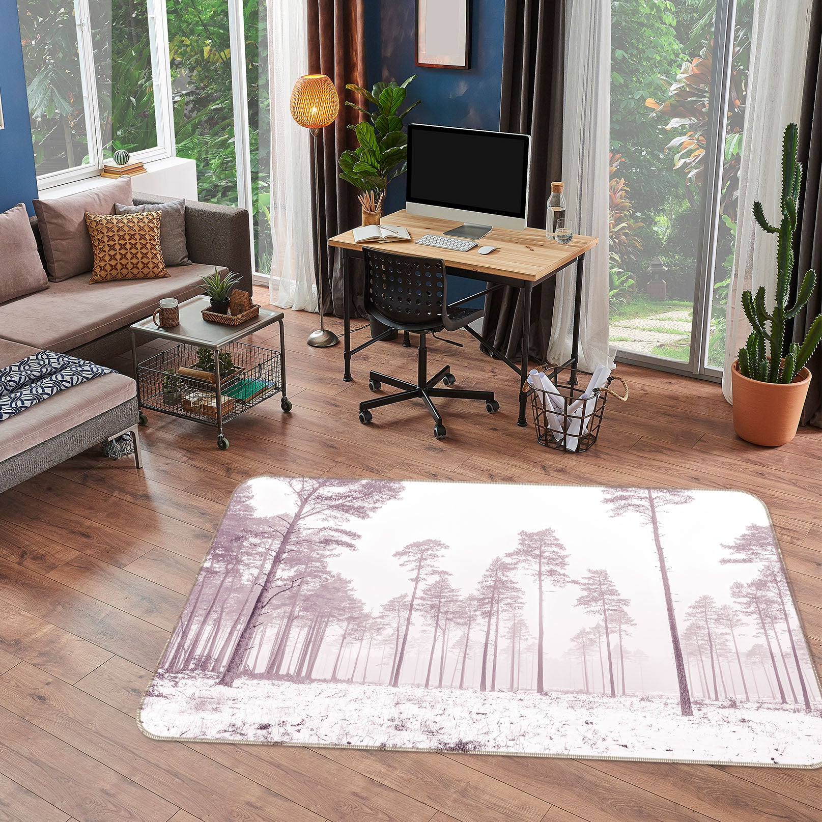 3D Snowfield Trees 83270 Assaf Frank Rug Non Slip Rug Mat