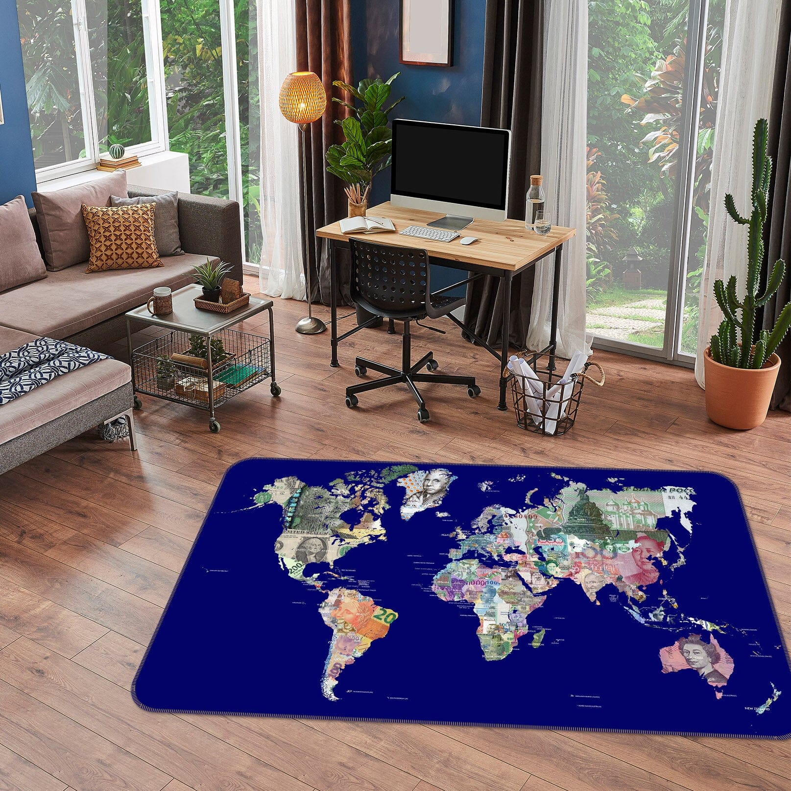 3D Sky Stone 245 World Map Non Slip Rug Mat Mat AJ Creativity Home