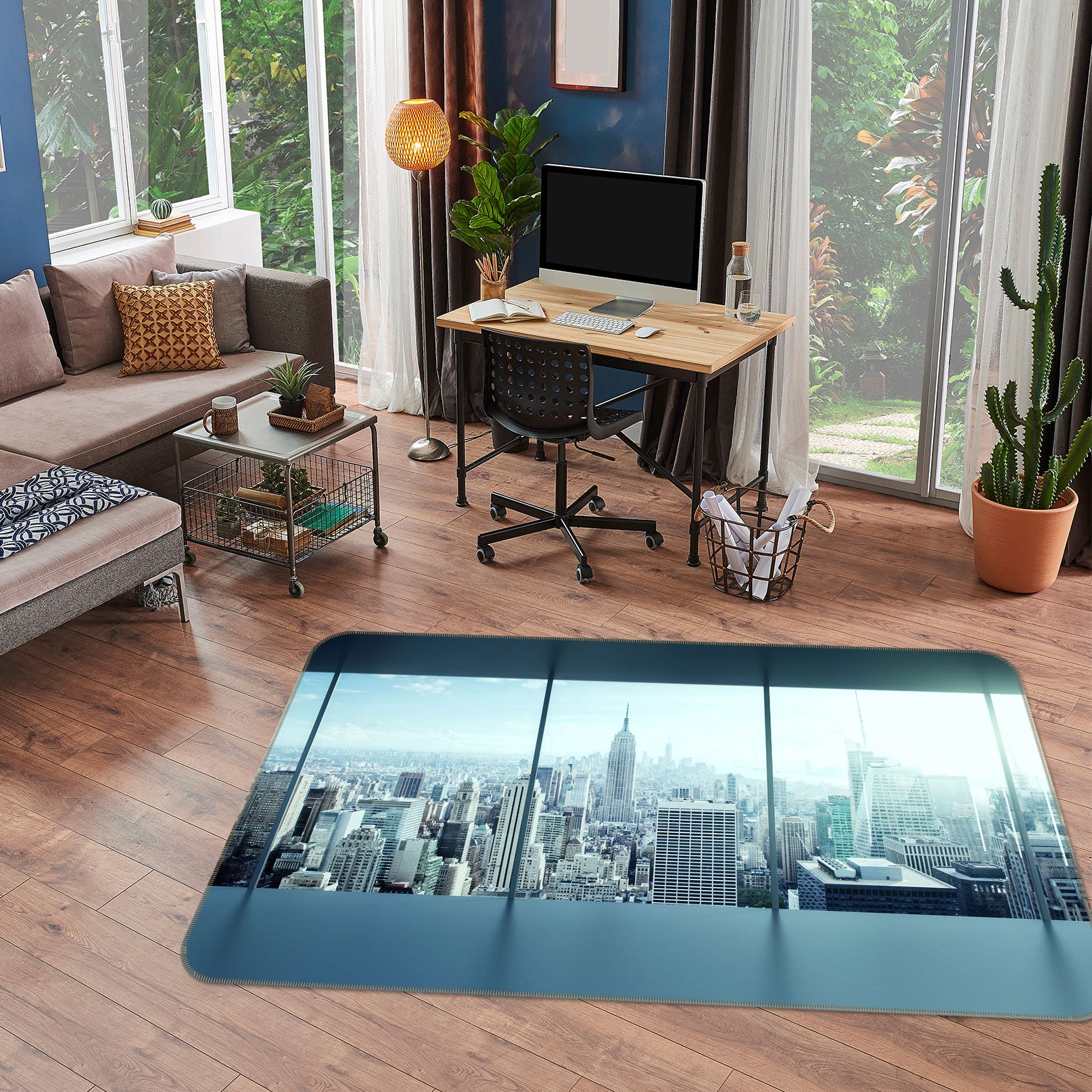 3D Tall Building Outside Window 77215 Non Slip Rug Mat