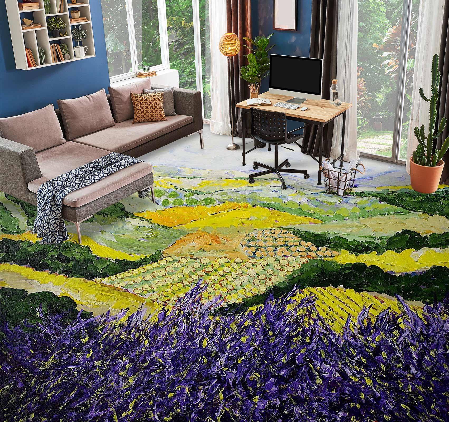 3D Field Purple Flowers 9526 Allan P. Friedlander Floor Mural