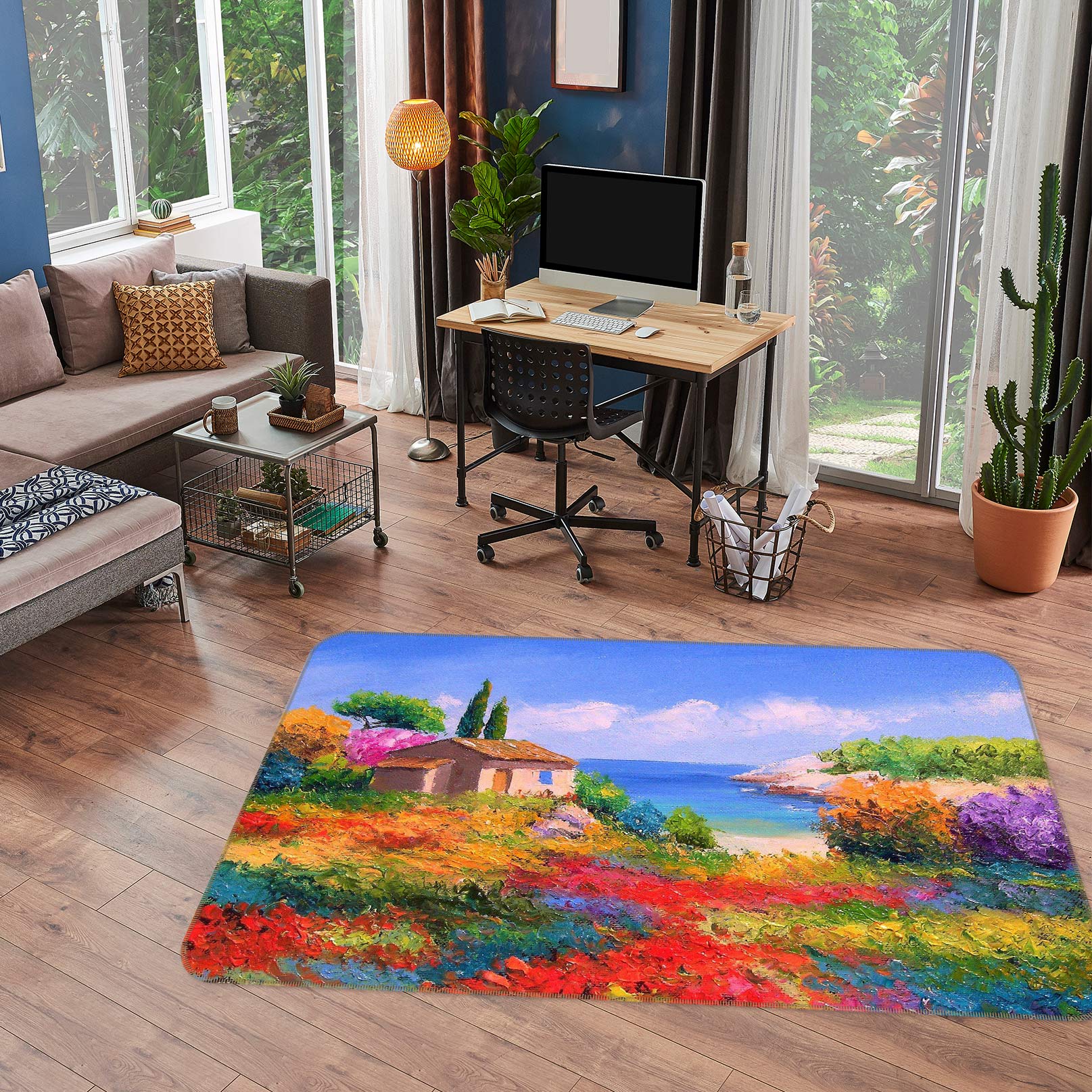 3D Flower Cottage 75291 Non Slip Rug Mat