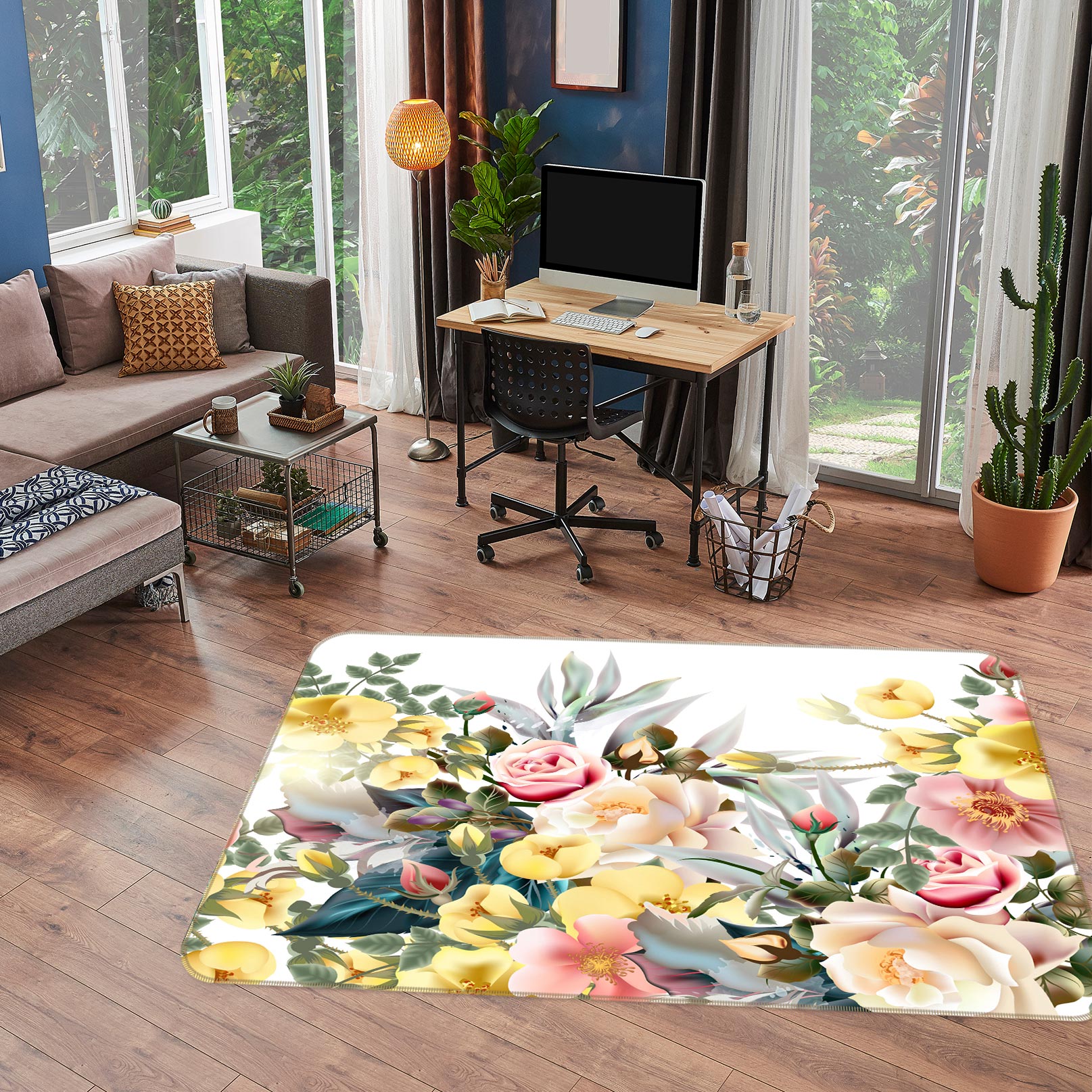 3D Flower Bush 37072 Non Slip Rug Mat