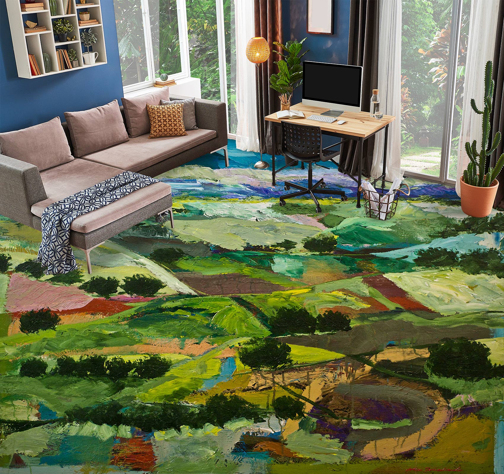 3D Green Field Hillside 9615 Allan P. Friedlander Floor Mural