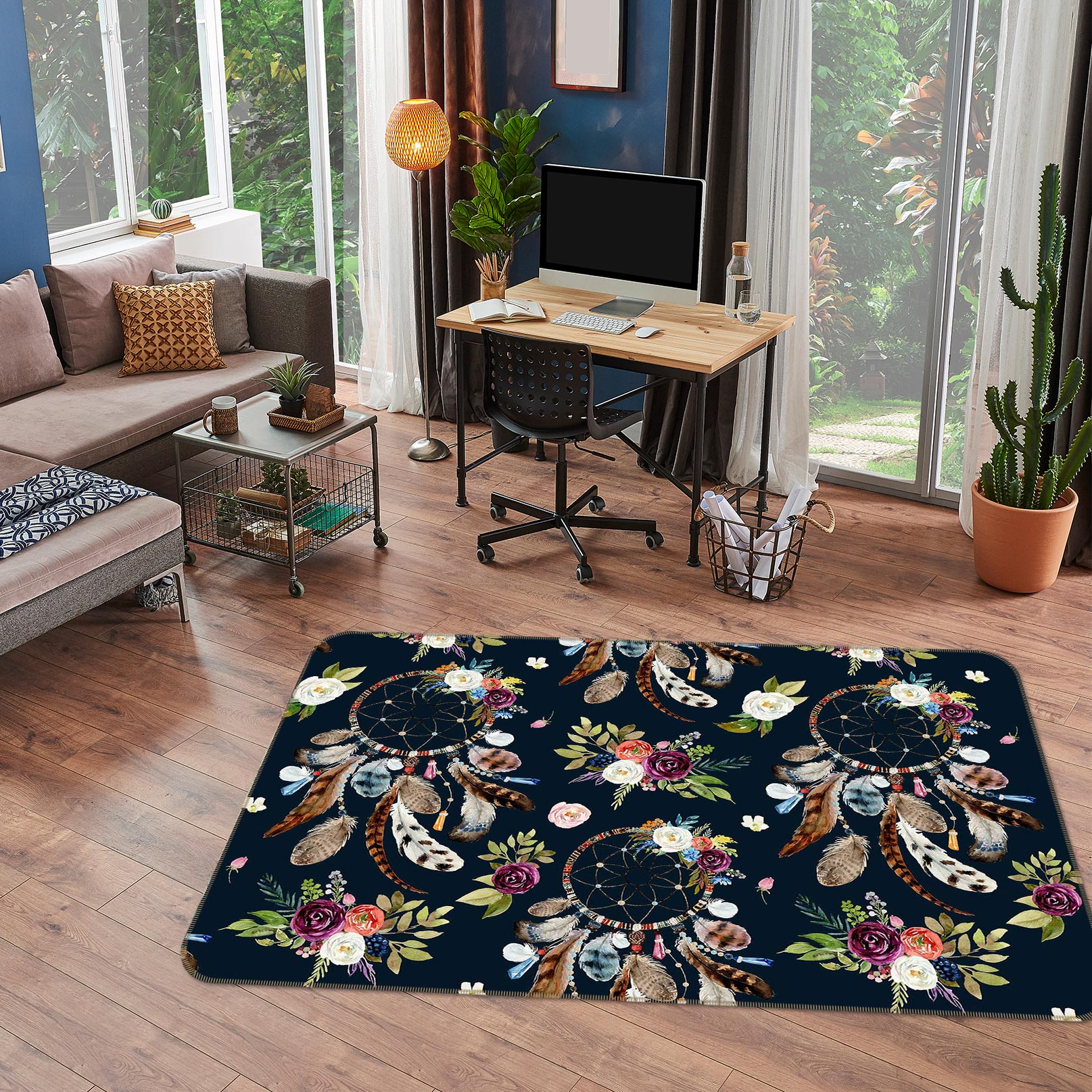 3D Dream Catcher Black 37053 Non Slip Rug Mat