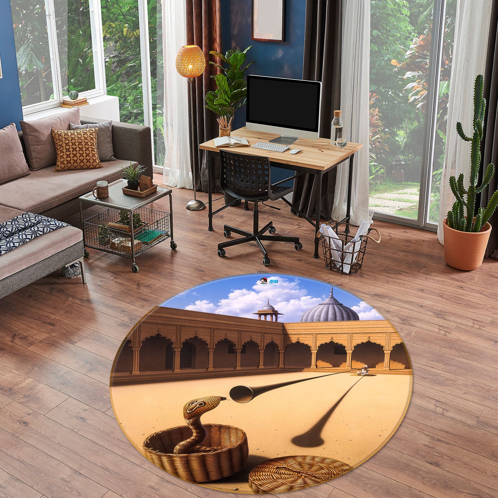 3D Snake Charmer 85147 Jerry LoFaro Rug Round Non Slip Rug Mat