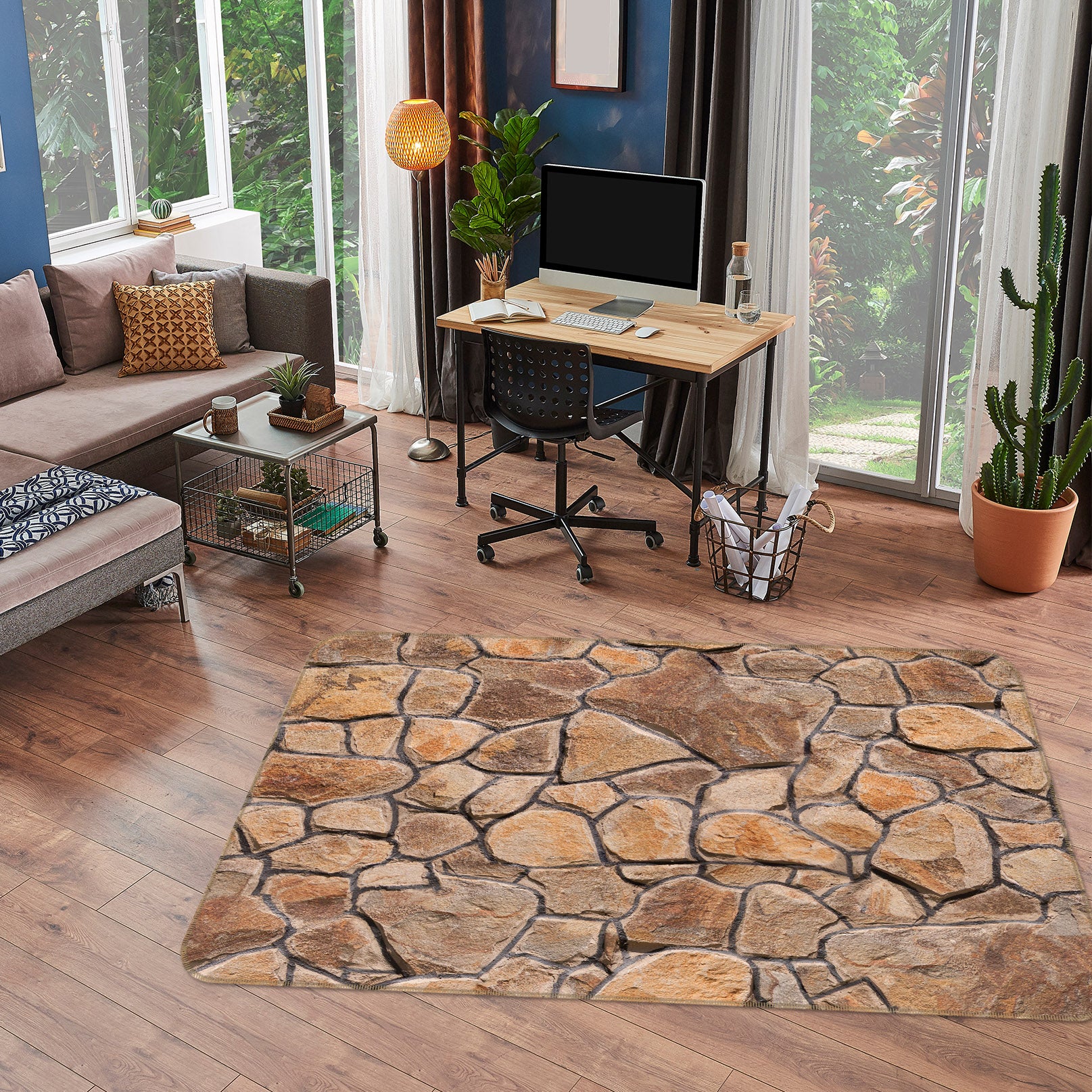 3D Stone Wall 36059 Non Slip Rug Mat