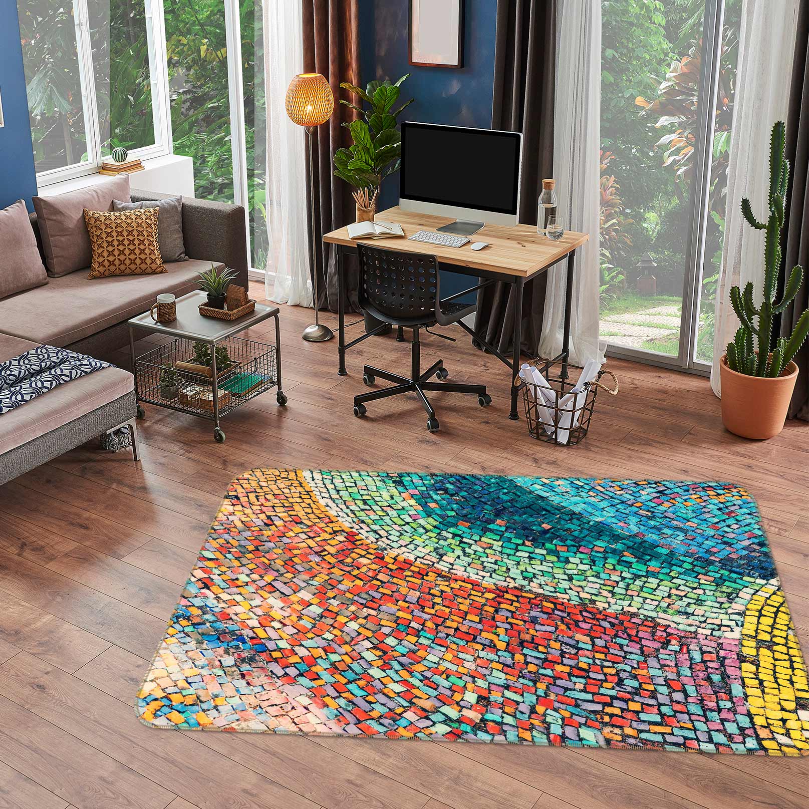 3D Rainbow Pattern 33023 Non Slip Rug Mat