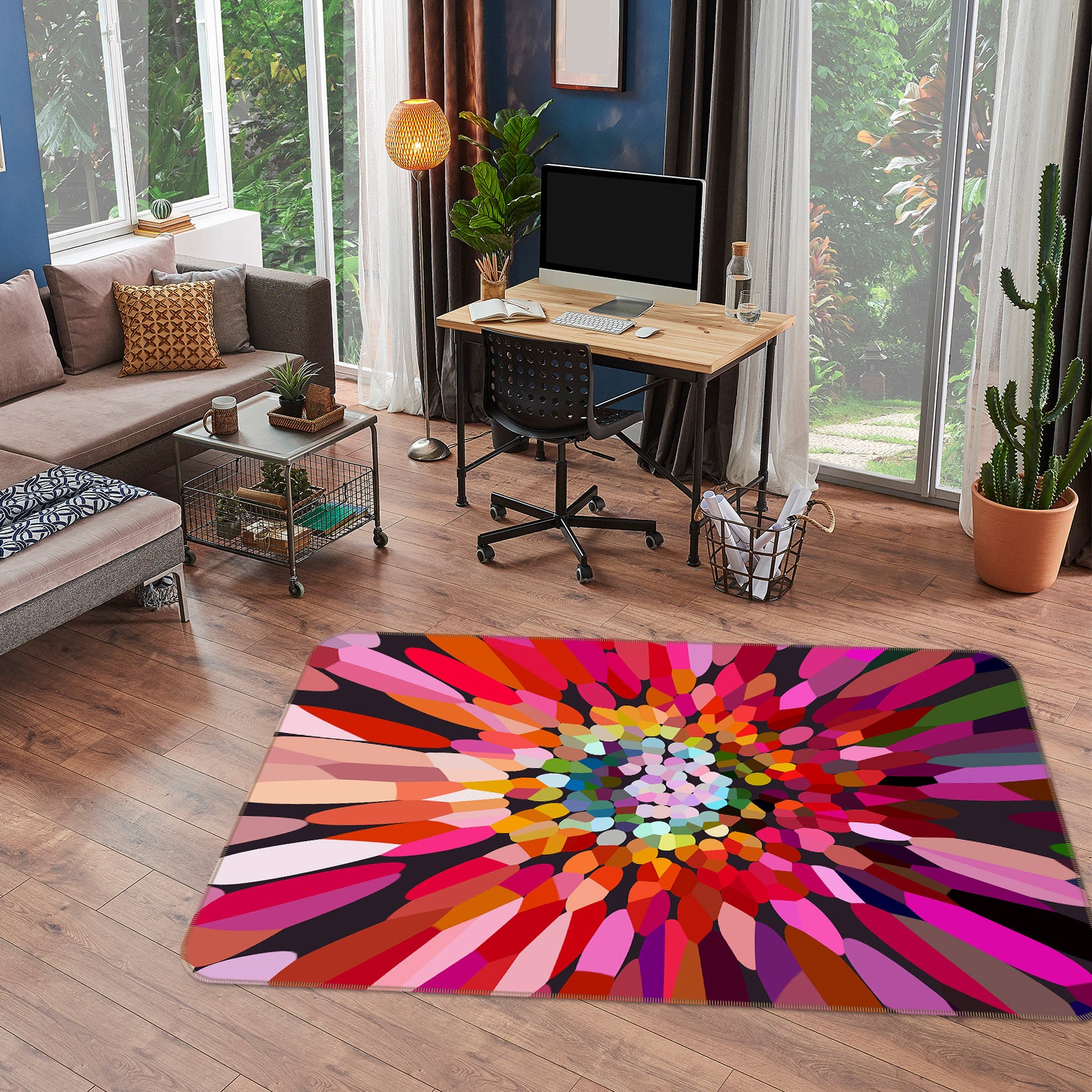 3D Pink Flower Horizontal 70047 Shandra Smith Rug Non Slip Rug Mat