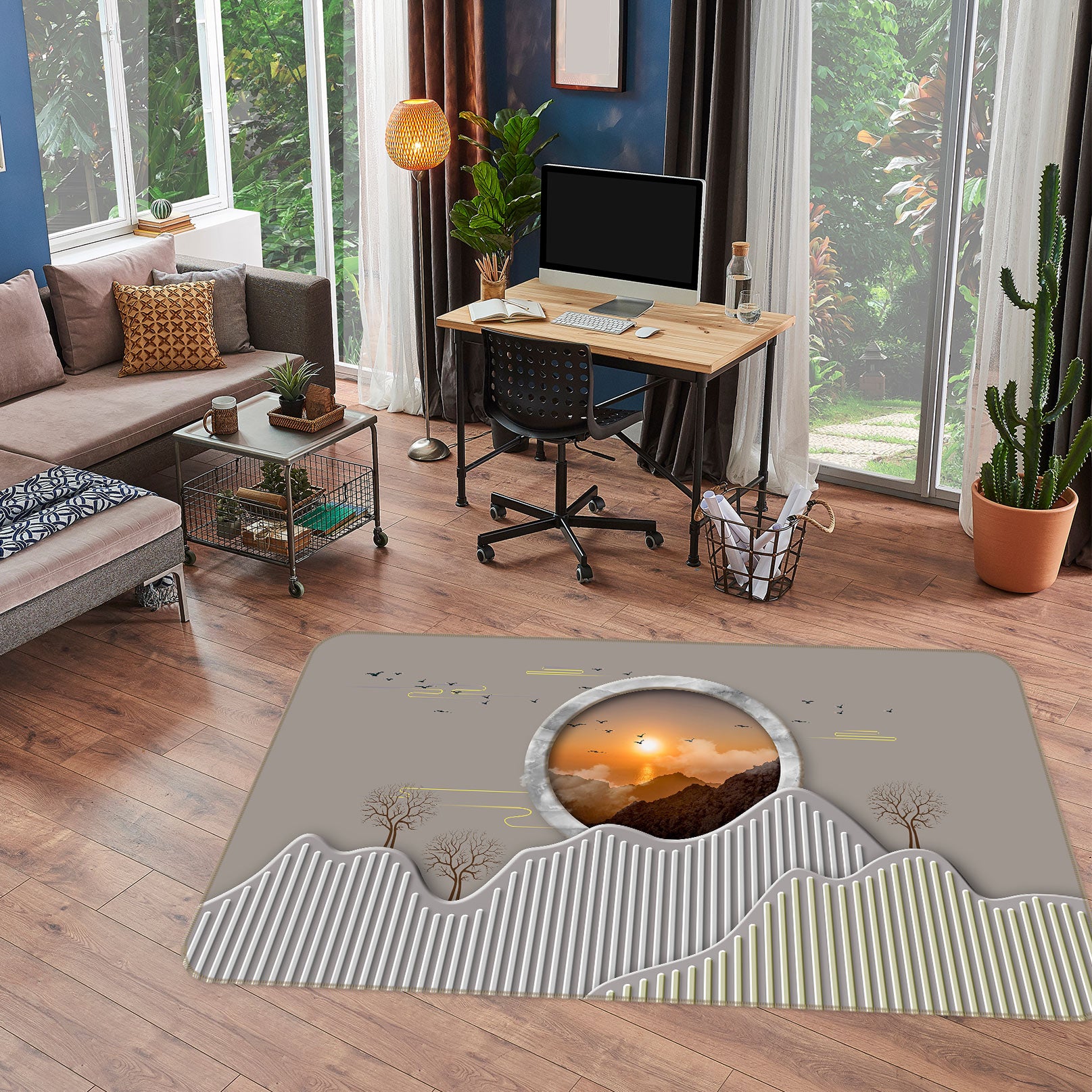 3D Mountains Stones 77034 Non Slip Rug Mat