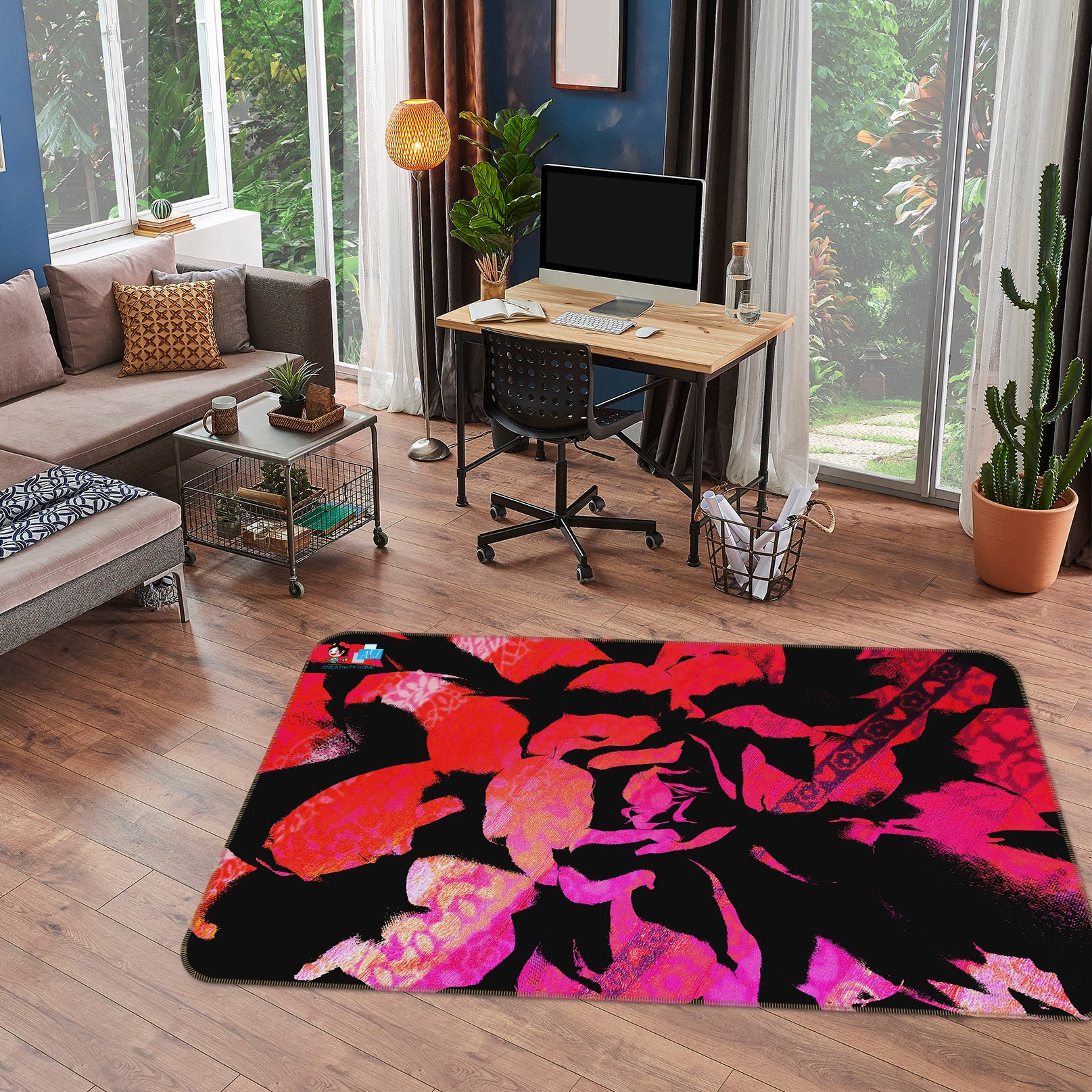3D Red Pattern 19155 Shandra Smith Rug Non Slip Rug Mat