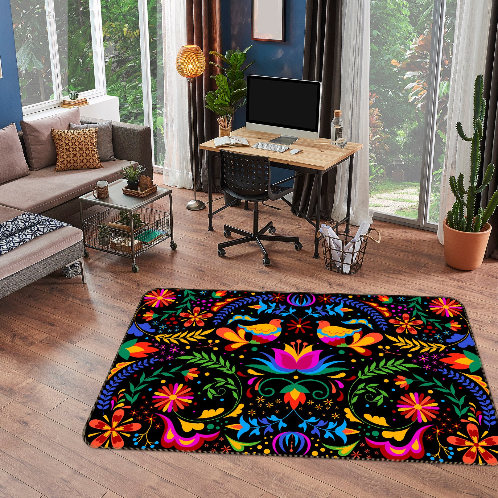 3D Color Flower Pattern 30208 Non Slip Rug Mat