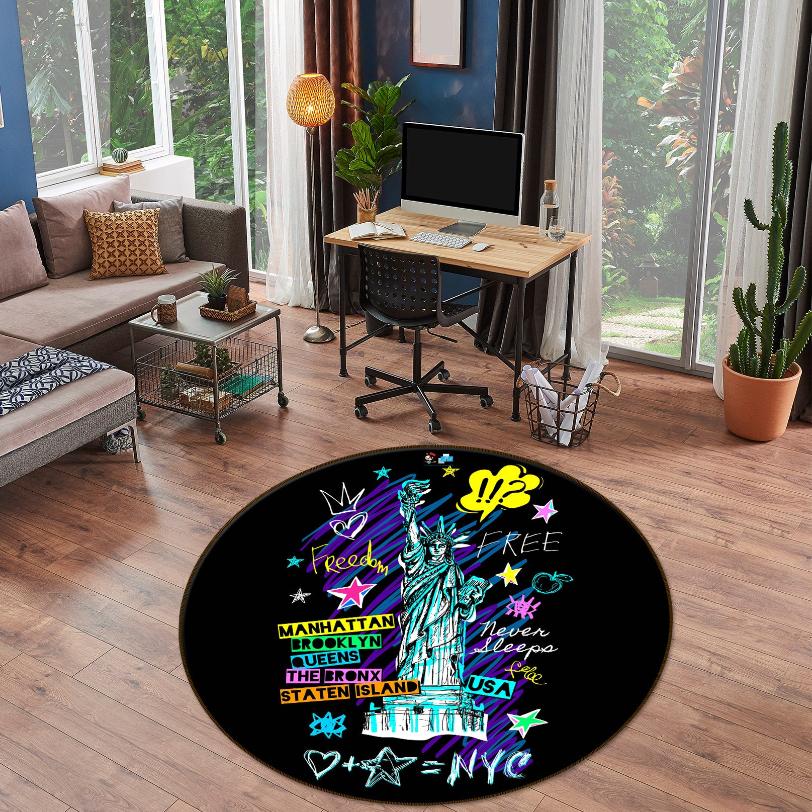 3D Liberty 75052 Round Non Slip Rug Mat
