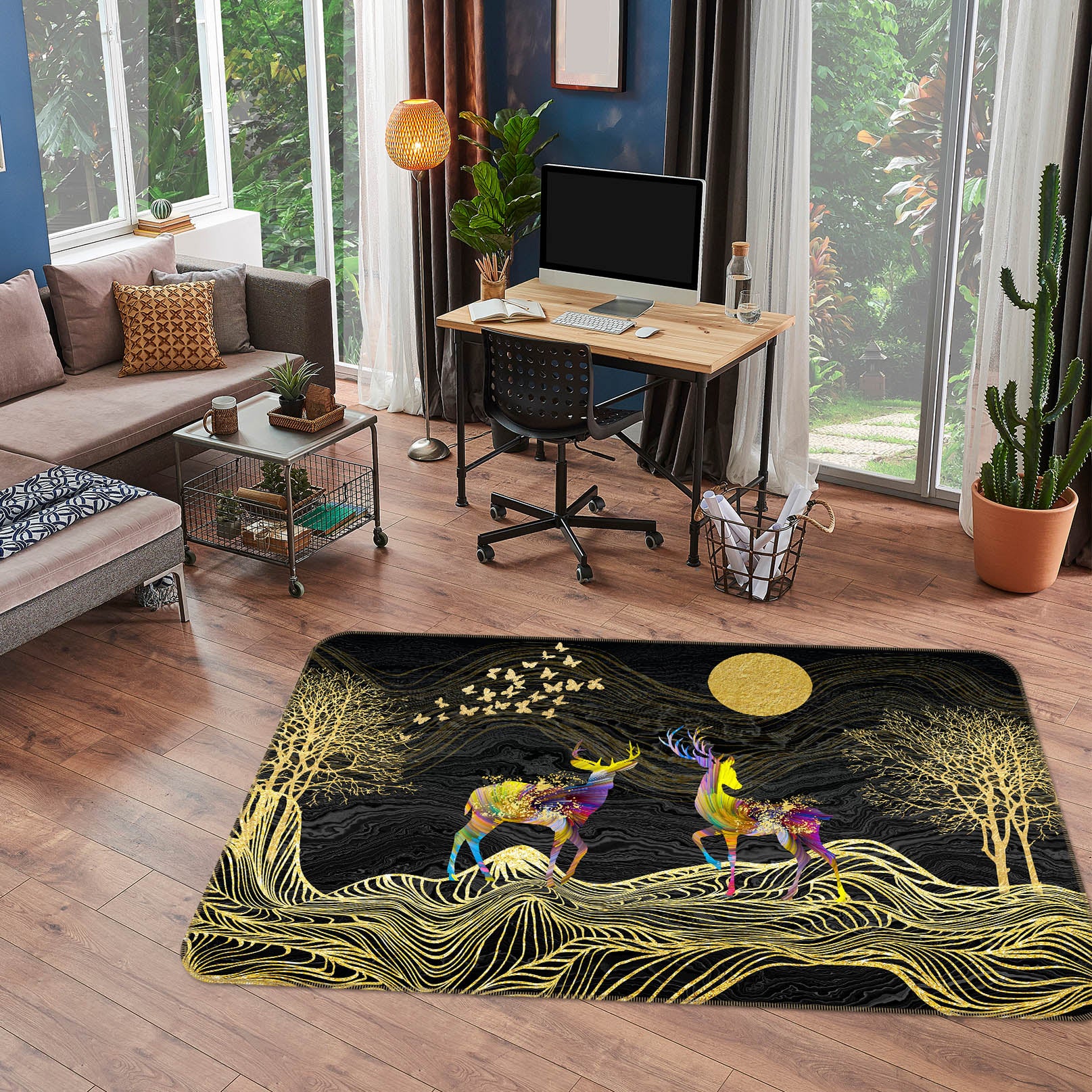 3D Deer Pattern 34057 Non Slip Rug Mat