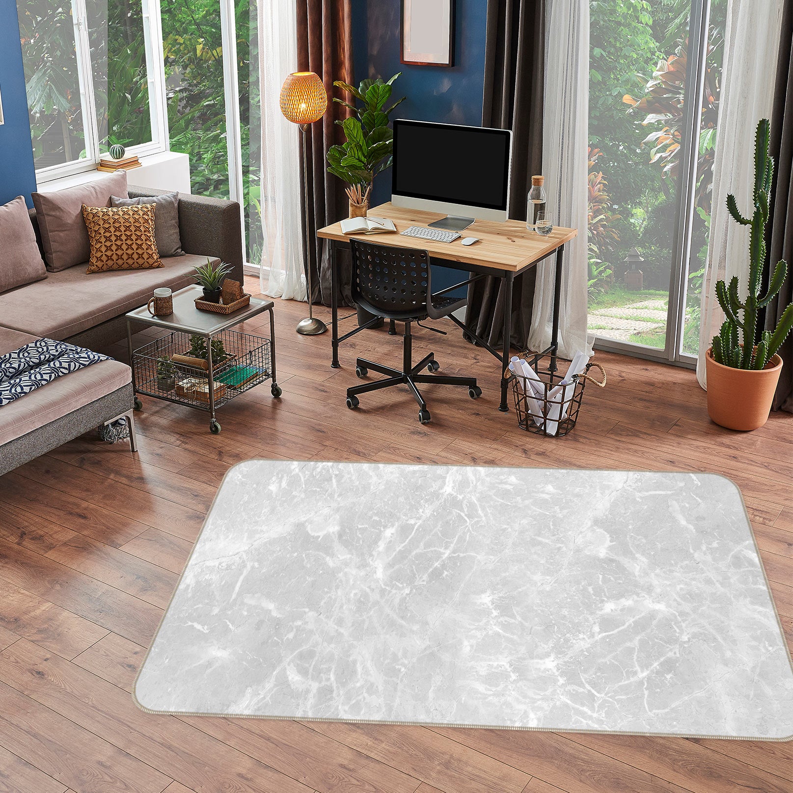 3D White Texture 26229 Non Slip Rug Mat