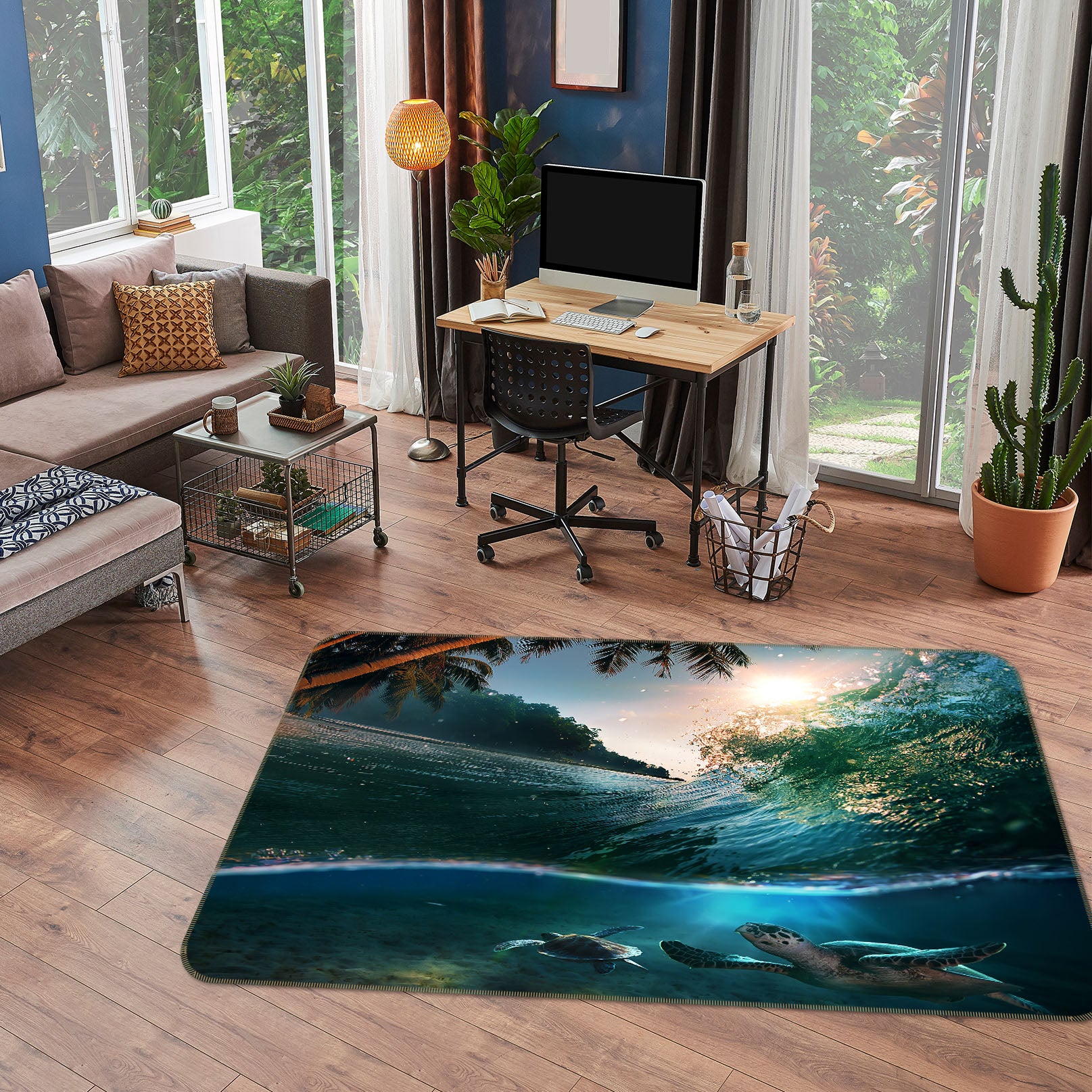 3D Seawater Sea Turtle 36014 Non Slip Rug Mat