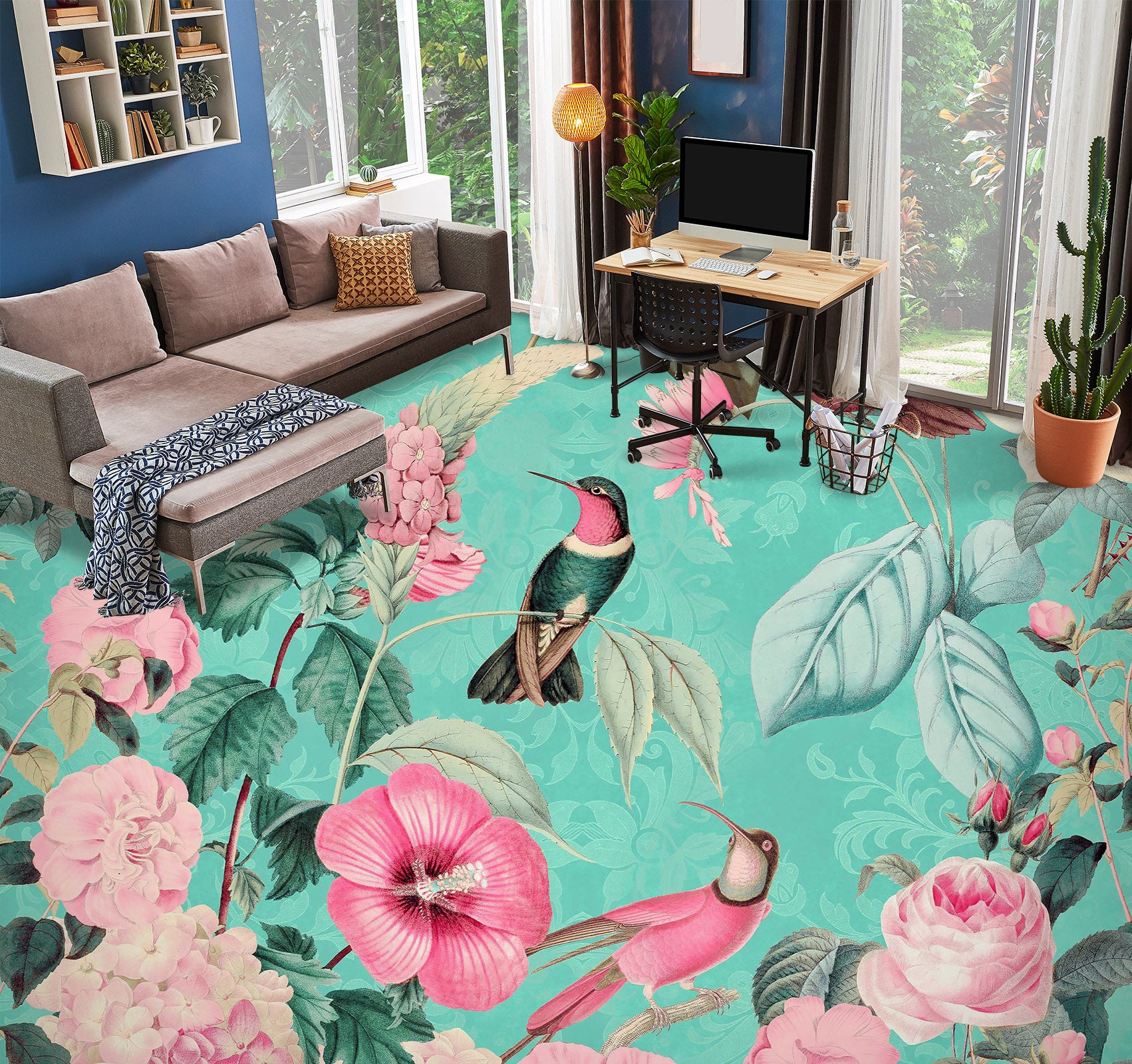3D Flower Bird 104150 Andrea Haase Floor Mural