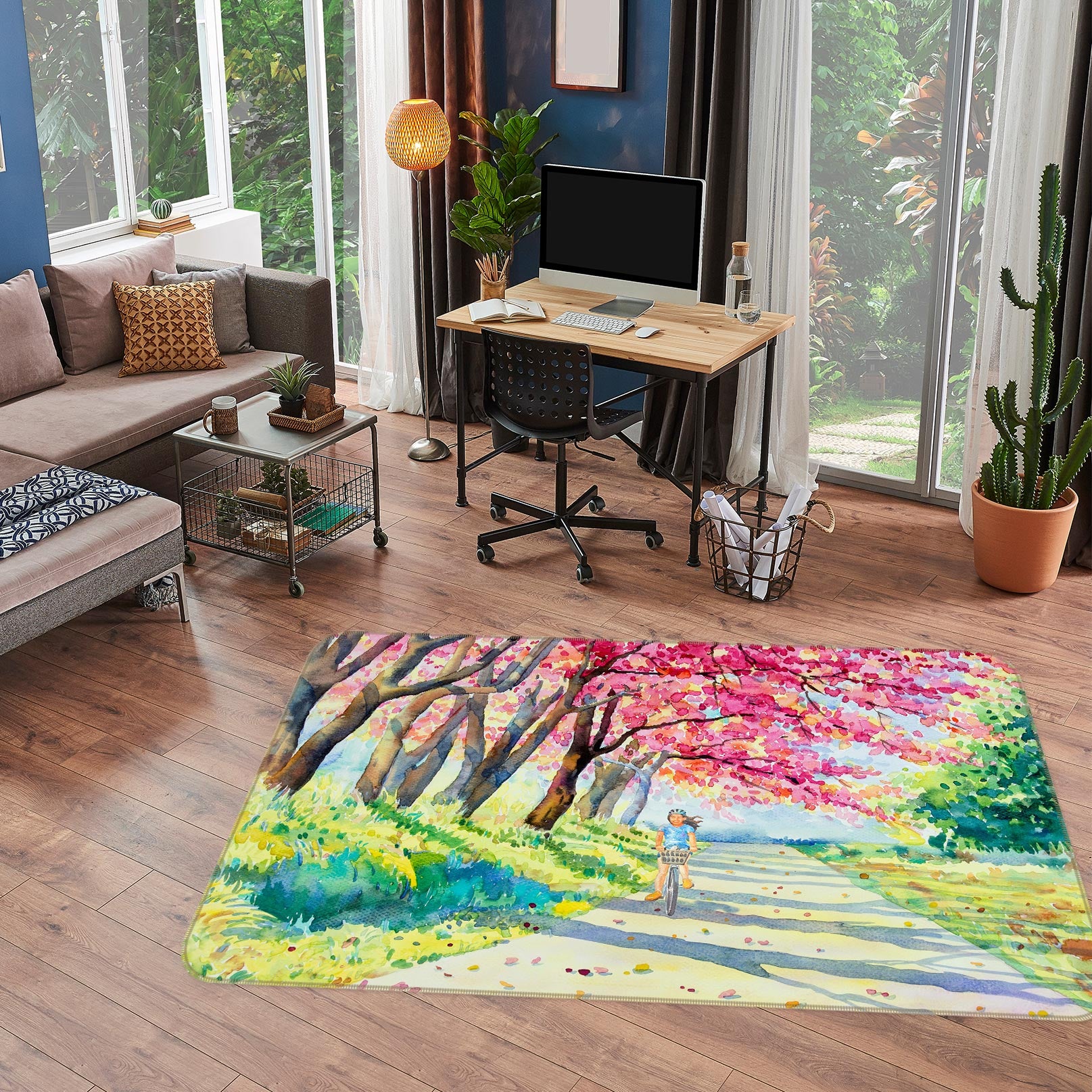 3D Cherry Tree Path 77204 Non Slip Rug Mat
