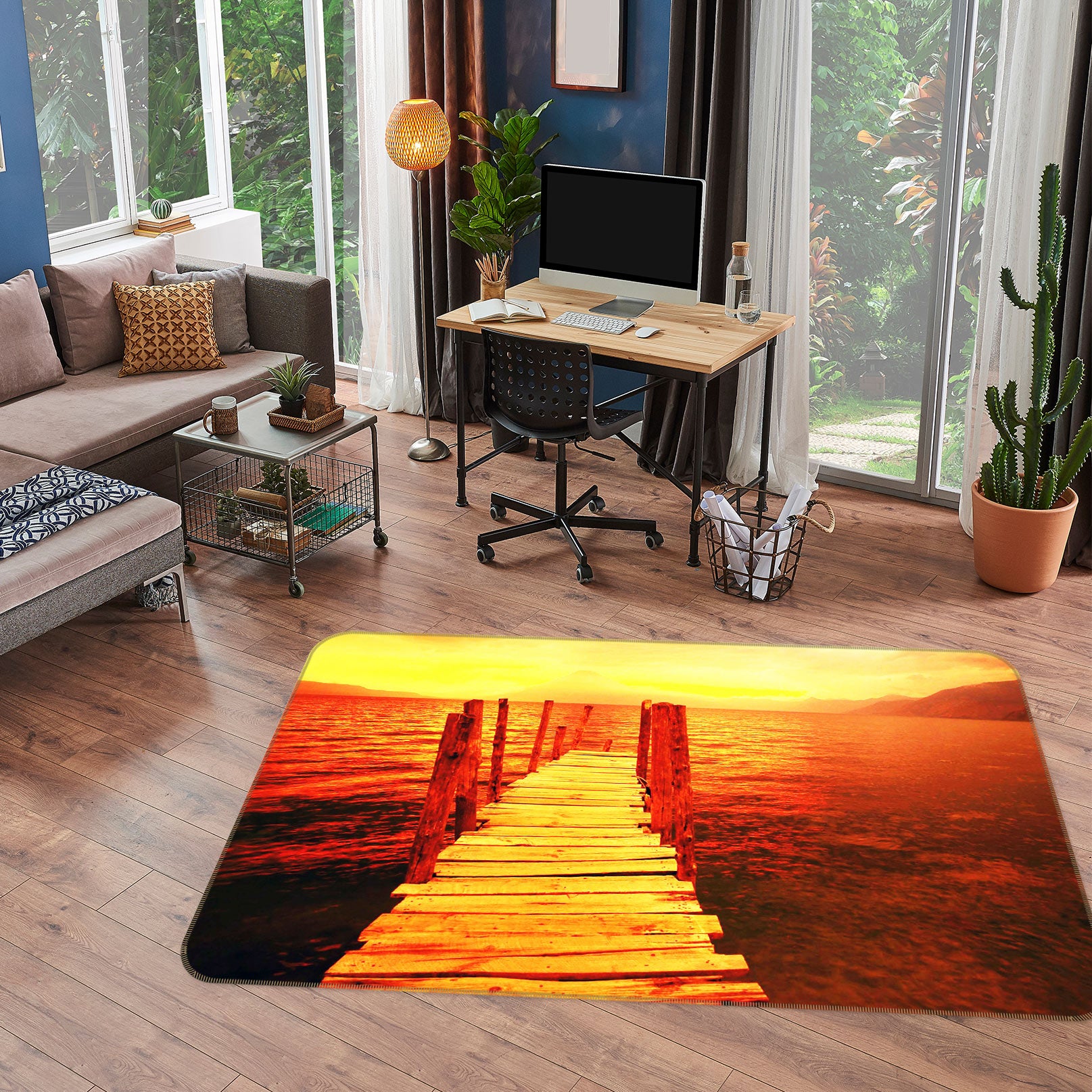 3D Wooden Bridge 75144 Non Slip Rug Mat