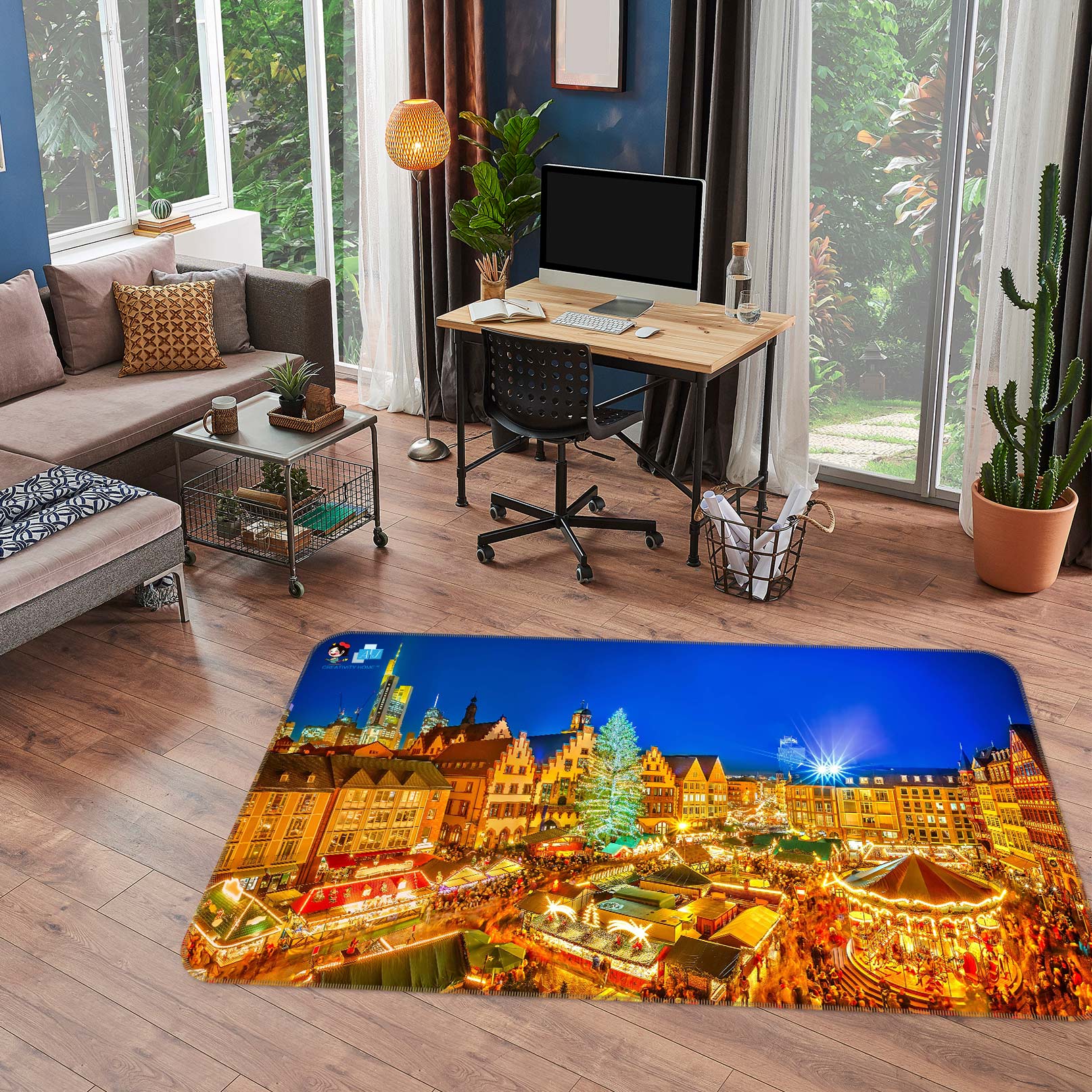 3D Golden House 54232 Christmas Non Slip Rug Mat Xmas