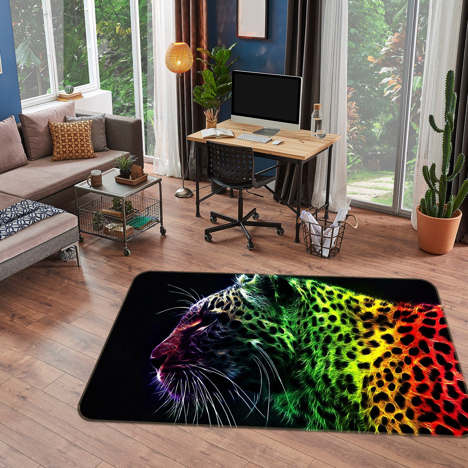 3D Color Leopard 147 Animal Non Slip Rug Mat