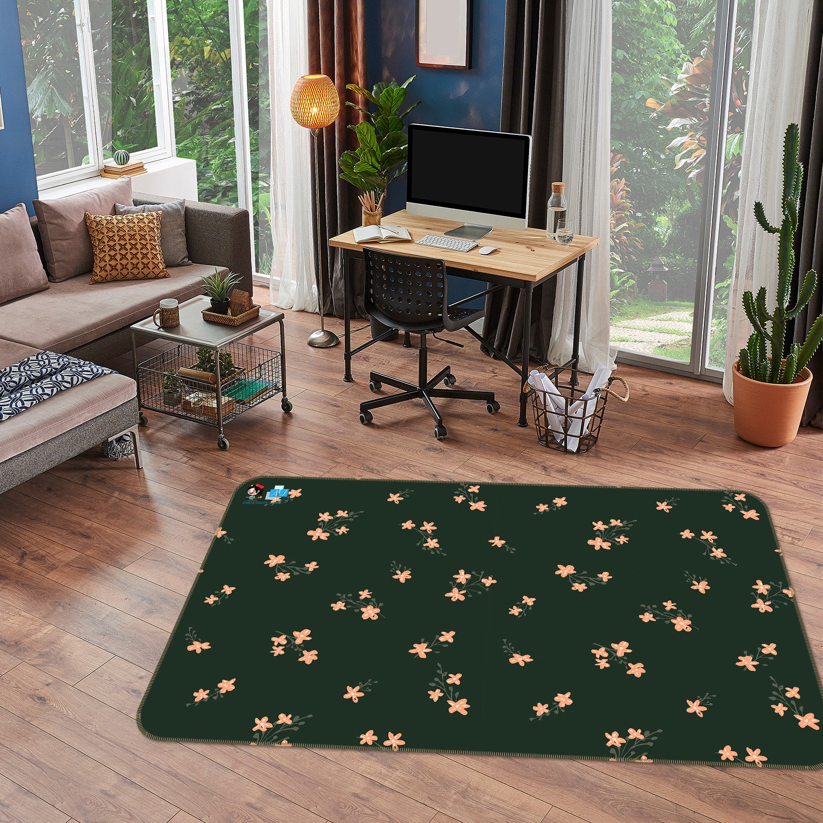 3D Floral Pattern 107120 Kashmira Jayaprakash Rug Non Slip Rug Mat