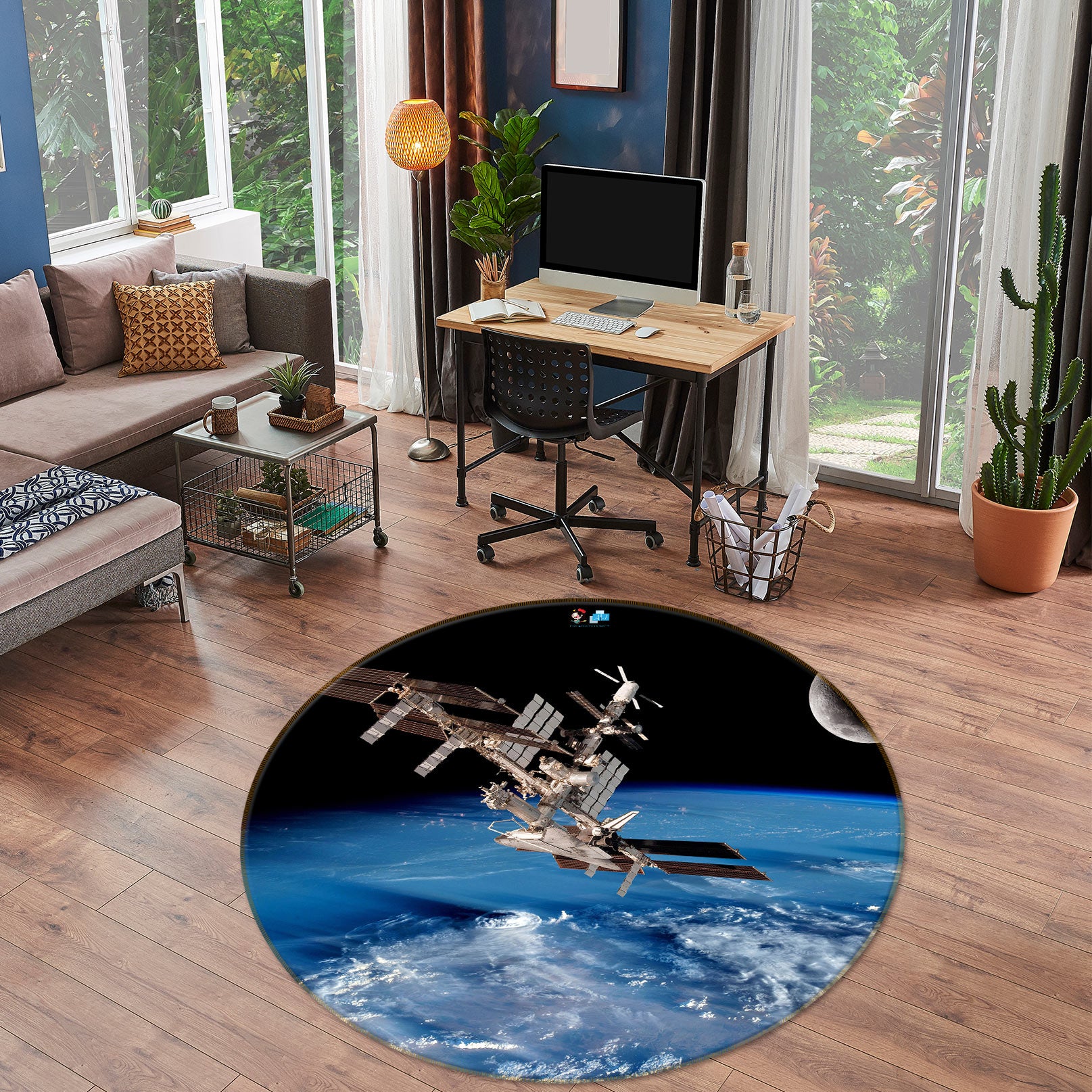 3D Satellite 72272 Round Non Slip Rug Mat