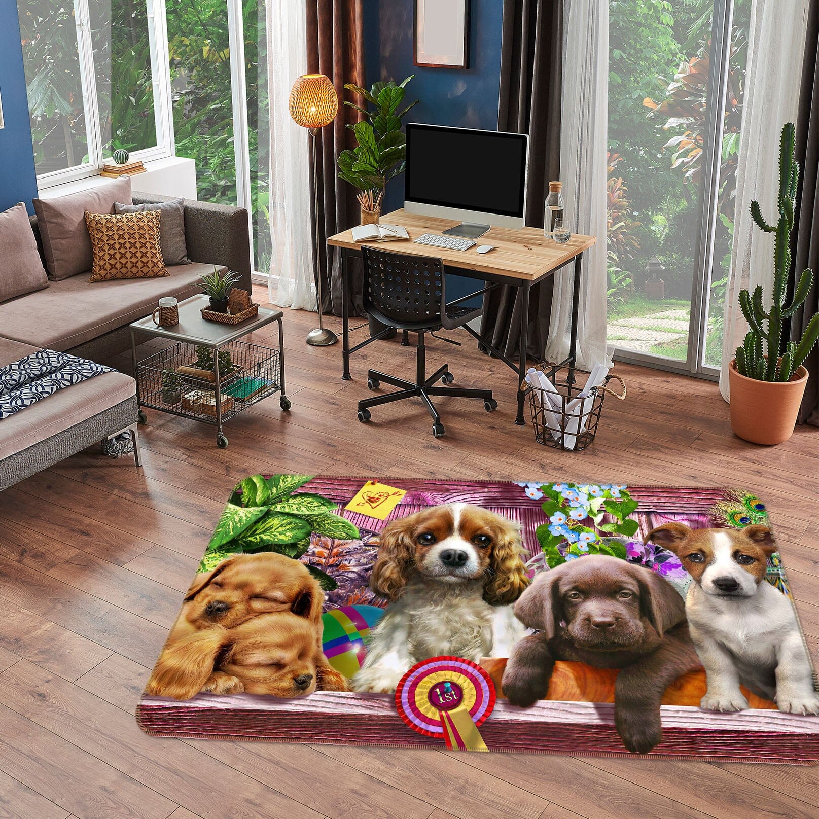 3D Dog Family 1056 Adrian Chesterman Rug Non Slip Rug Mat Mat AJ Creativity Home