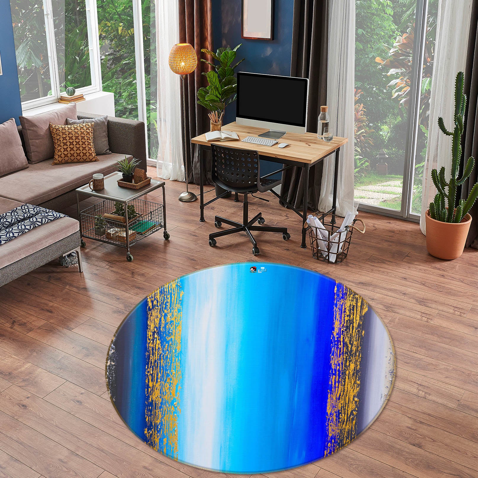3D Blue Ocean Painting 865 Skromova Marina Rug Round Non Slip Rug Mat