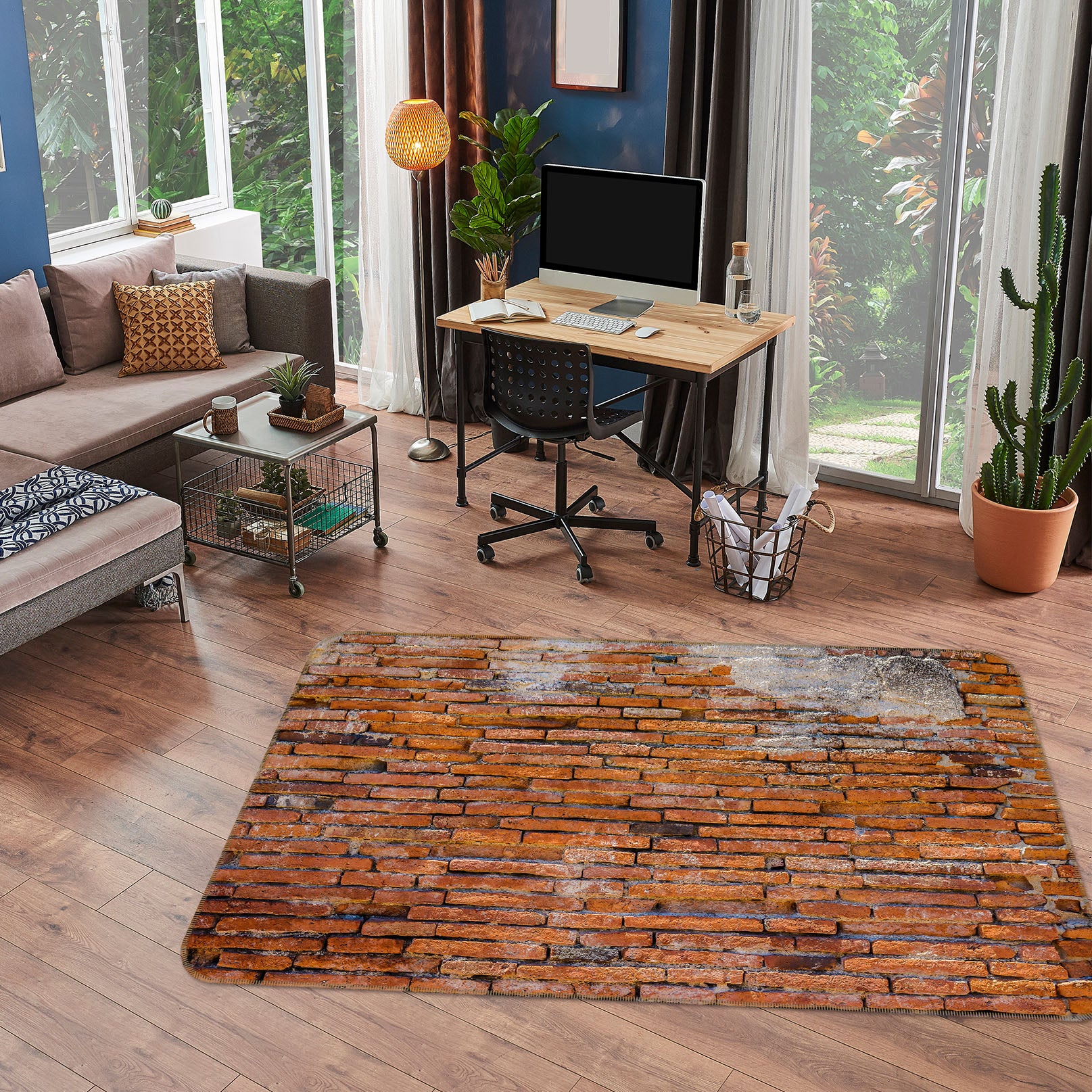 3D Red Brick Wall Pattern 31058 Non Slip Rug Mat