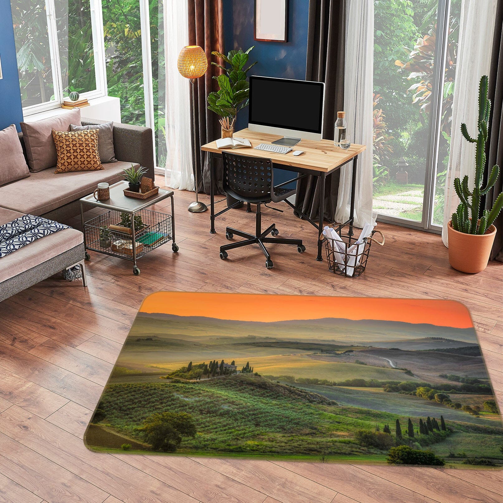 3D Sunset Forest 1097 Marco Carmassi Rug Non Slip Rug Mat Mat AJ Creativity Home