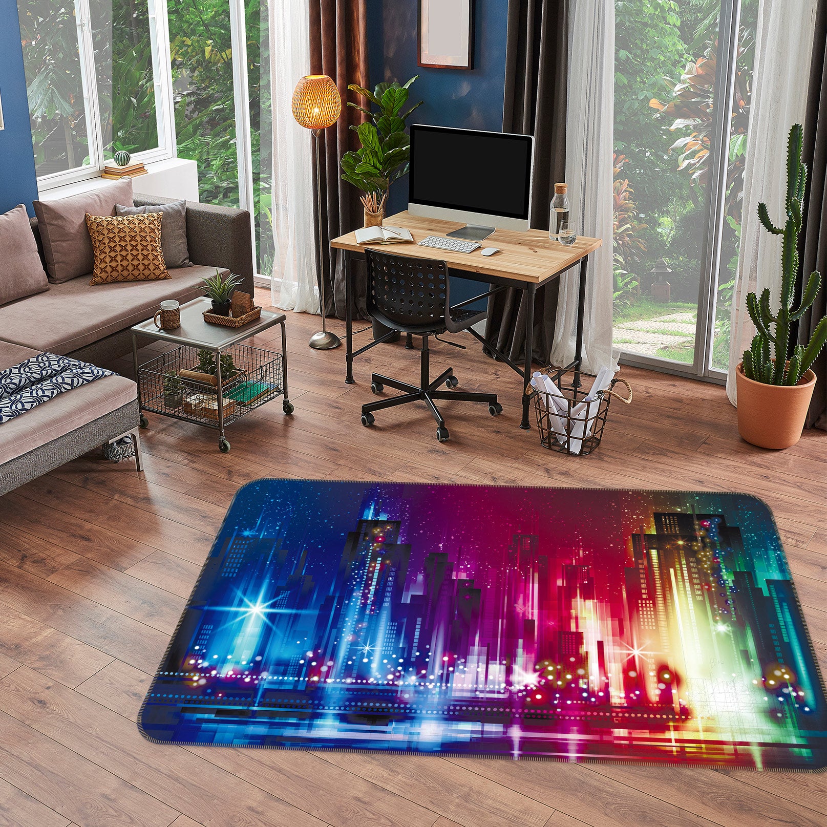 3D Colorful High-Rise Buildings 77178 Non Slip Rug Mat