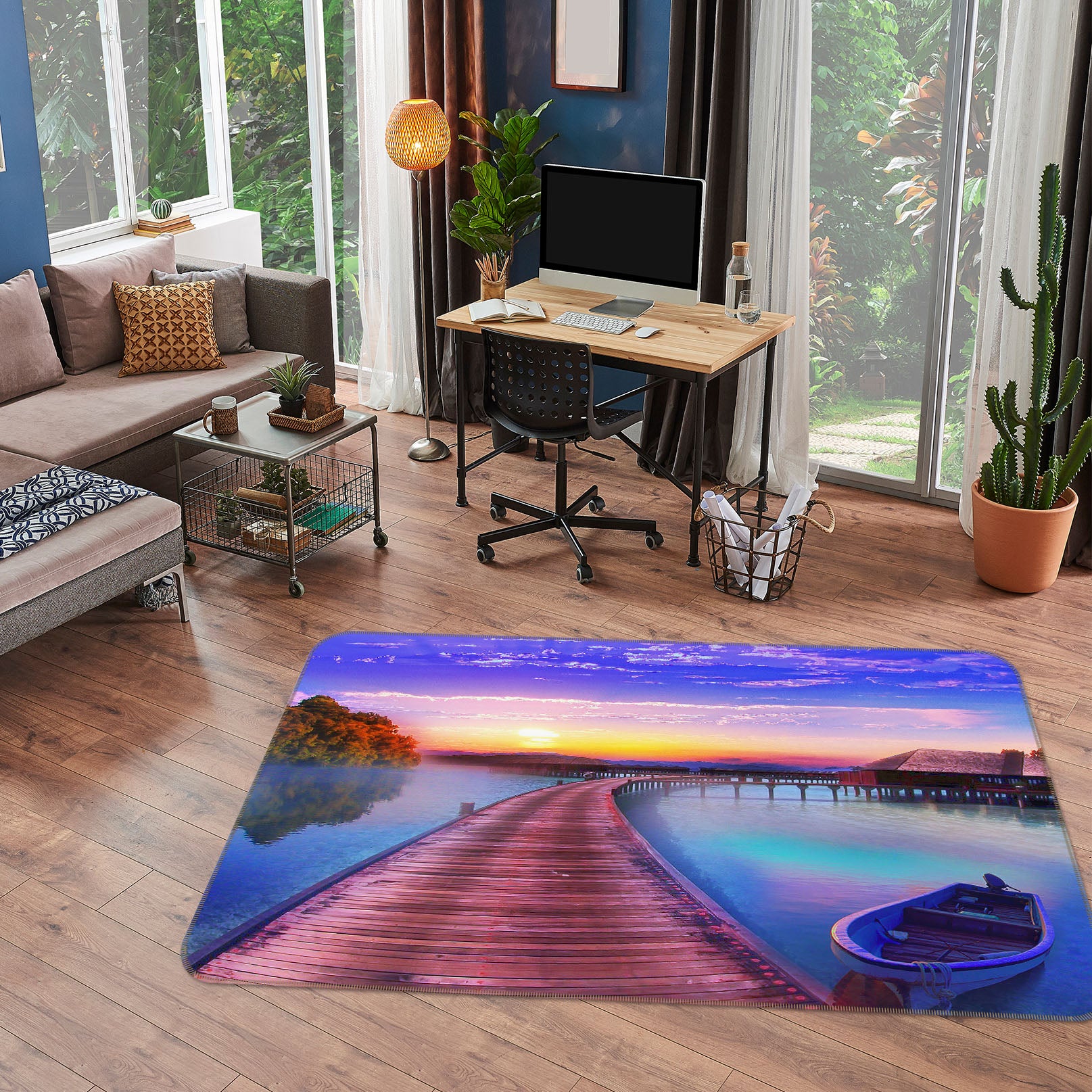 3D Bridge Gallery Lake 32018 Non Slip Rug Mat