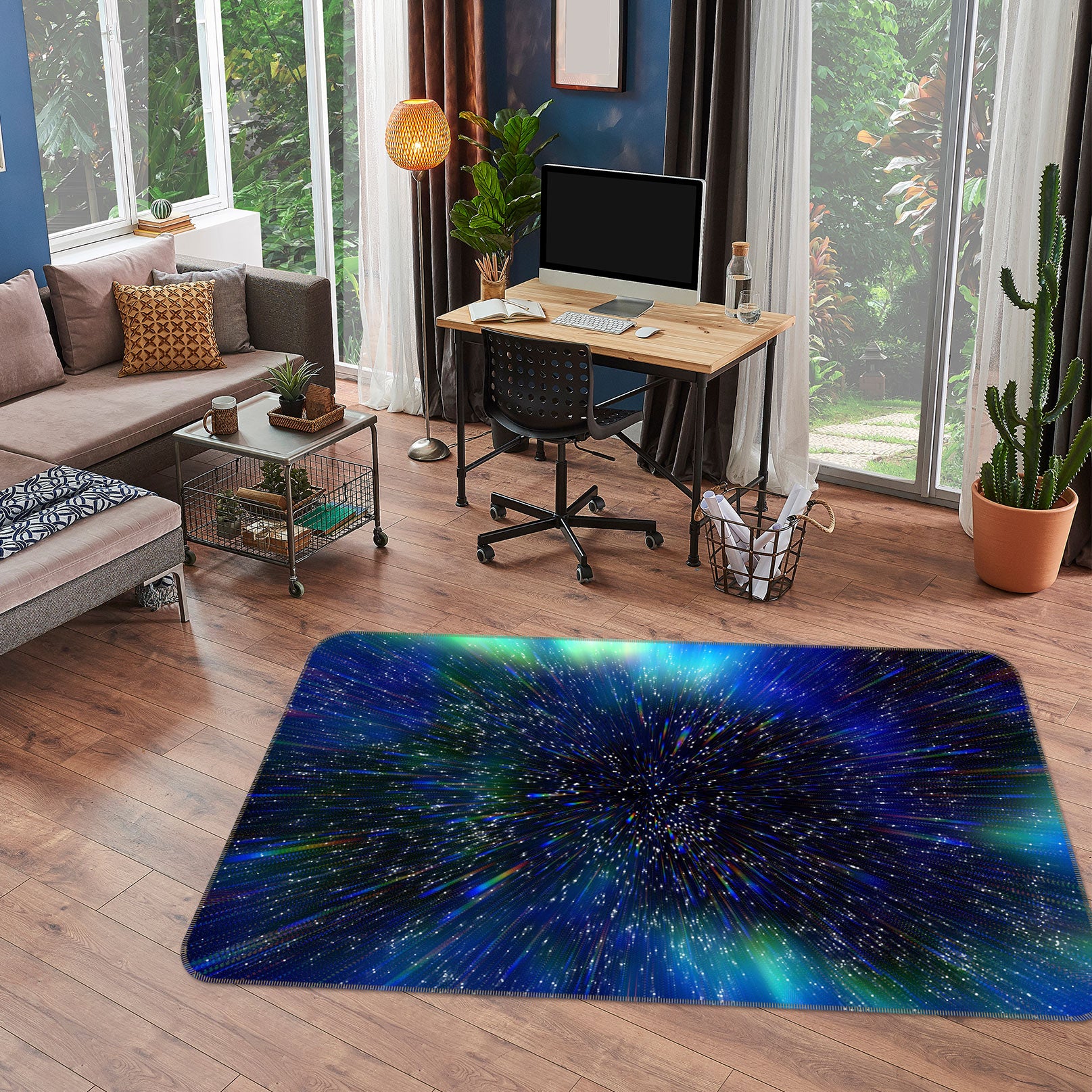 3D Navy Blue Pattern 26224 Non Slip Rug Mat
