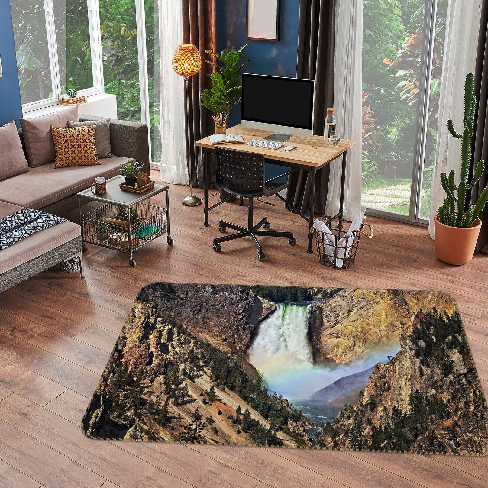 3D Rainbow Waterfall 1121 Kathy Barefield Rug Non Slip Rug Mat Mat AJ Creativity Home