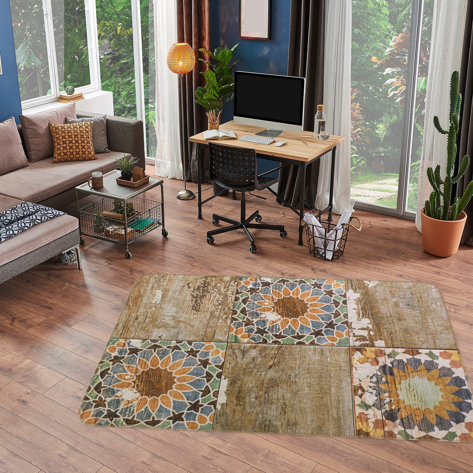 3D Brown Pattern 33036 Non Slip Rug Mat