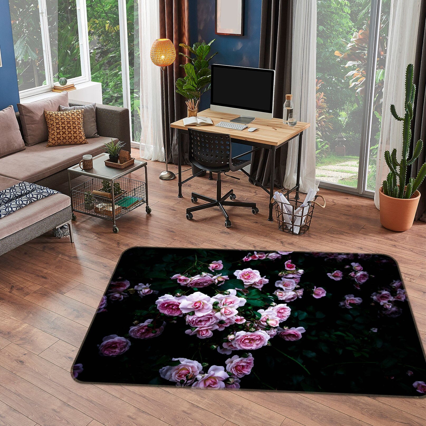 3D Valentine Rose 1006 Noirblanc777 Rug Non Slip Rug Mat Mat AJ Creativity Home