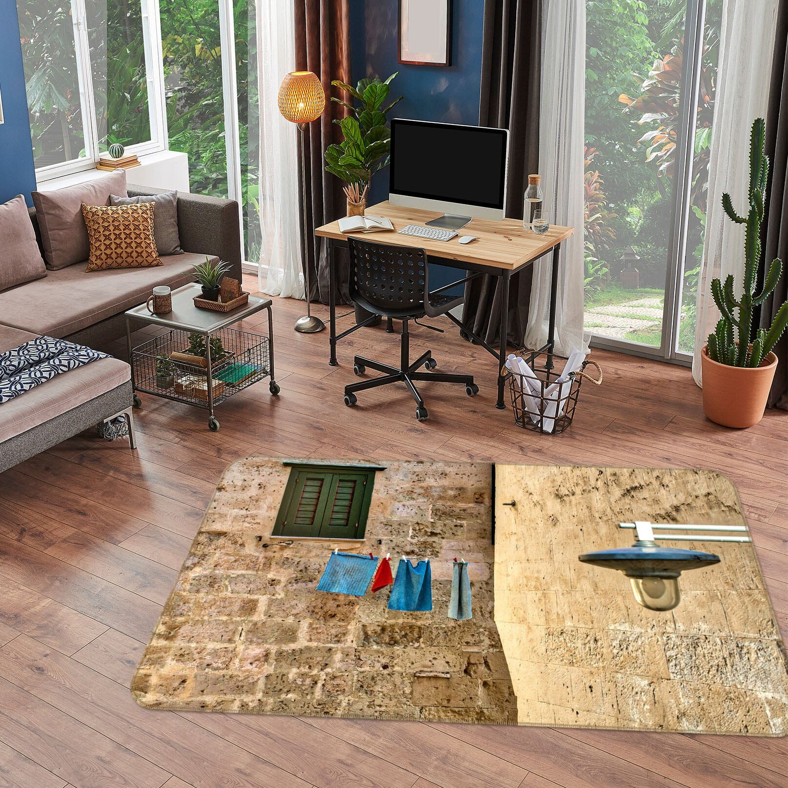 3D Bricks Stacked 1053 Marco Carmassi Rug Non Slip Rug Mat Mat AJ Creativity Home