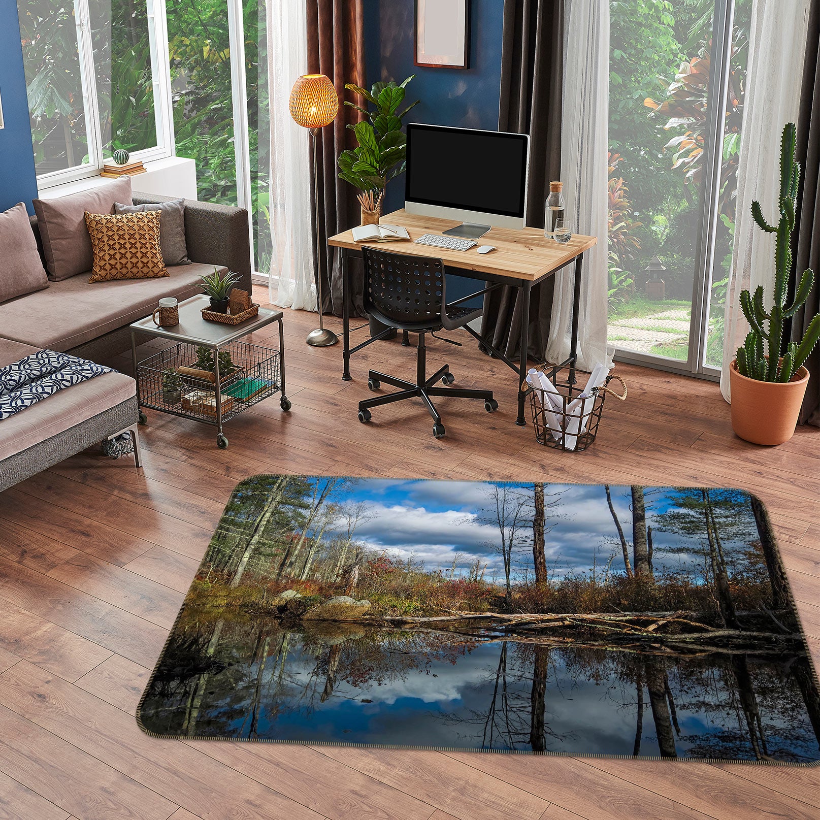 3D Cloud Pond 1005 Jerry LoFaro Rug Non Slip Rug Mat