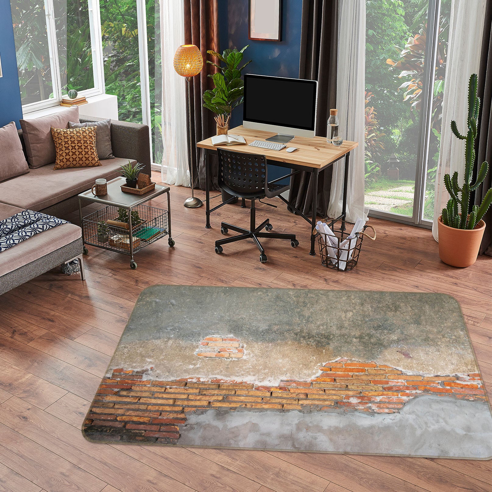 3D Red Brick Wall Pattern 31056 Non Slip Rug Mat