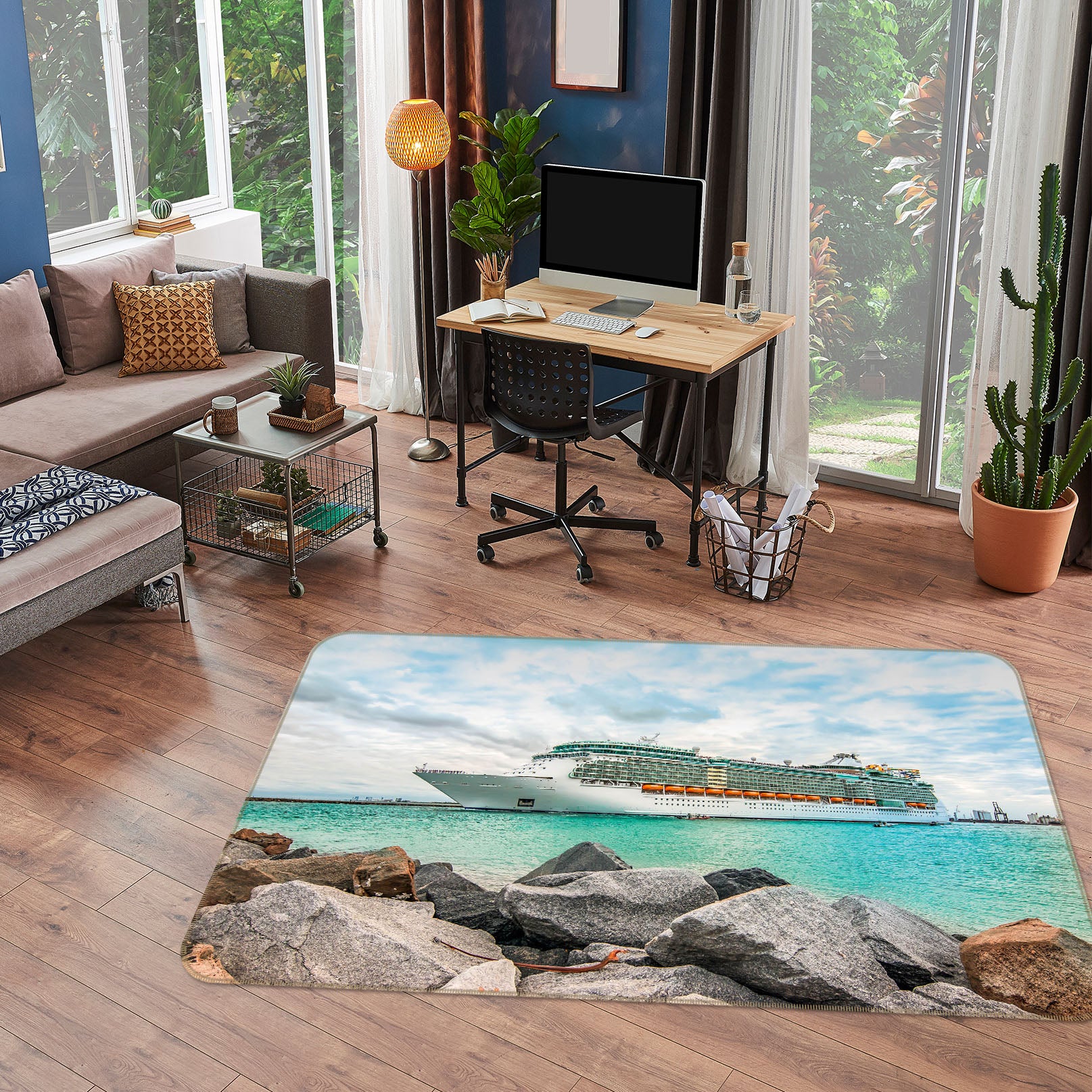 3D Steamship Stone 42058 Vehicle Non Slip Rug Mat