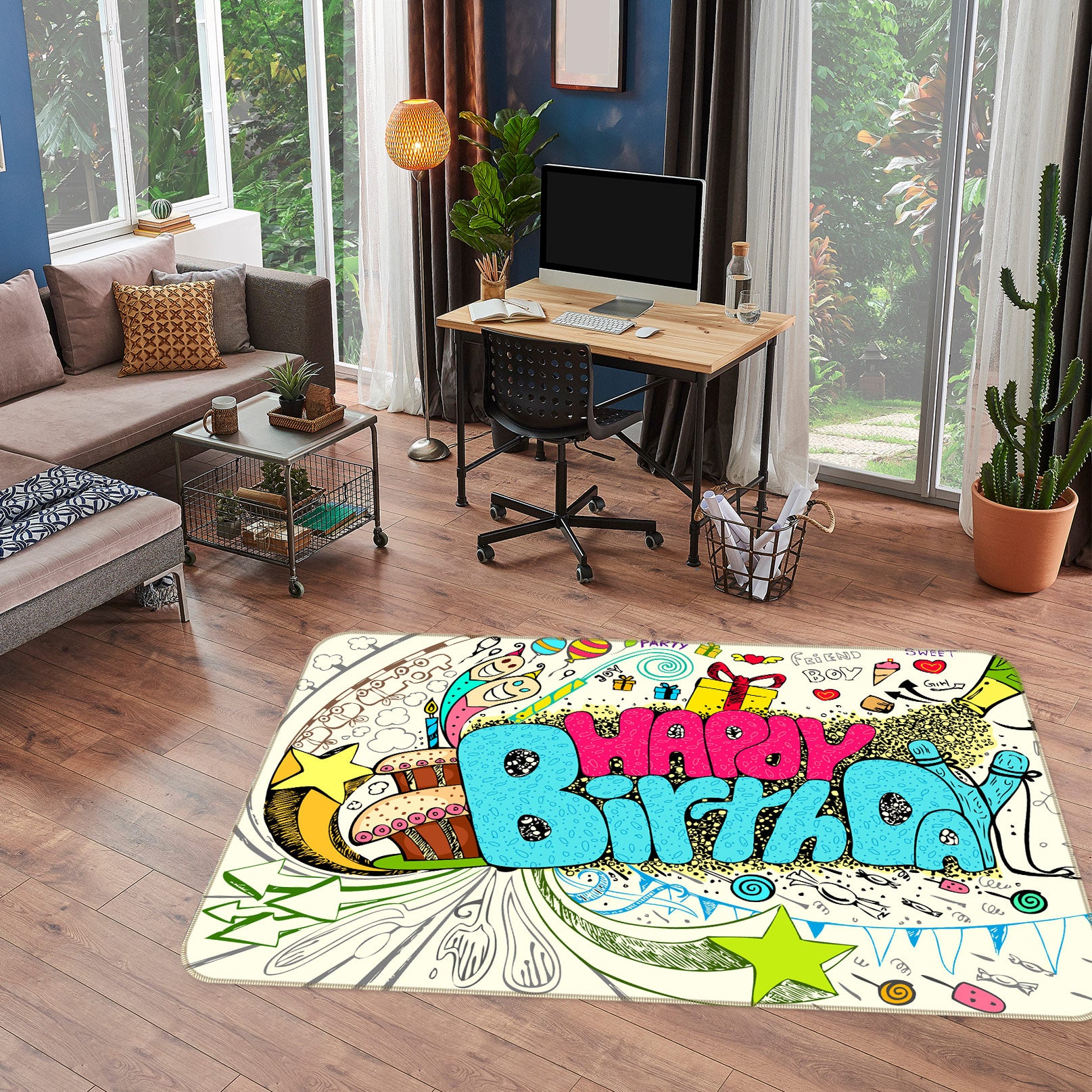 3D Happy Birthday 37087 Non Slip Rug Mat