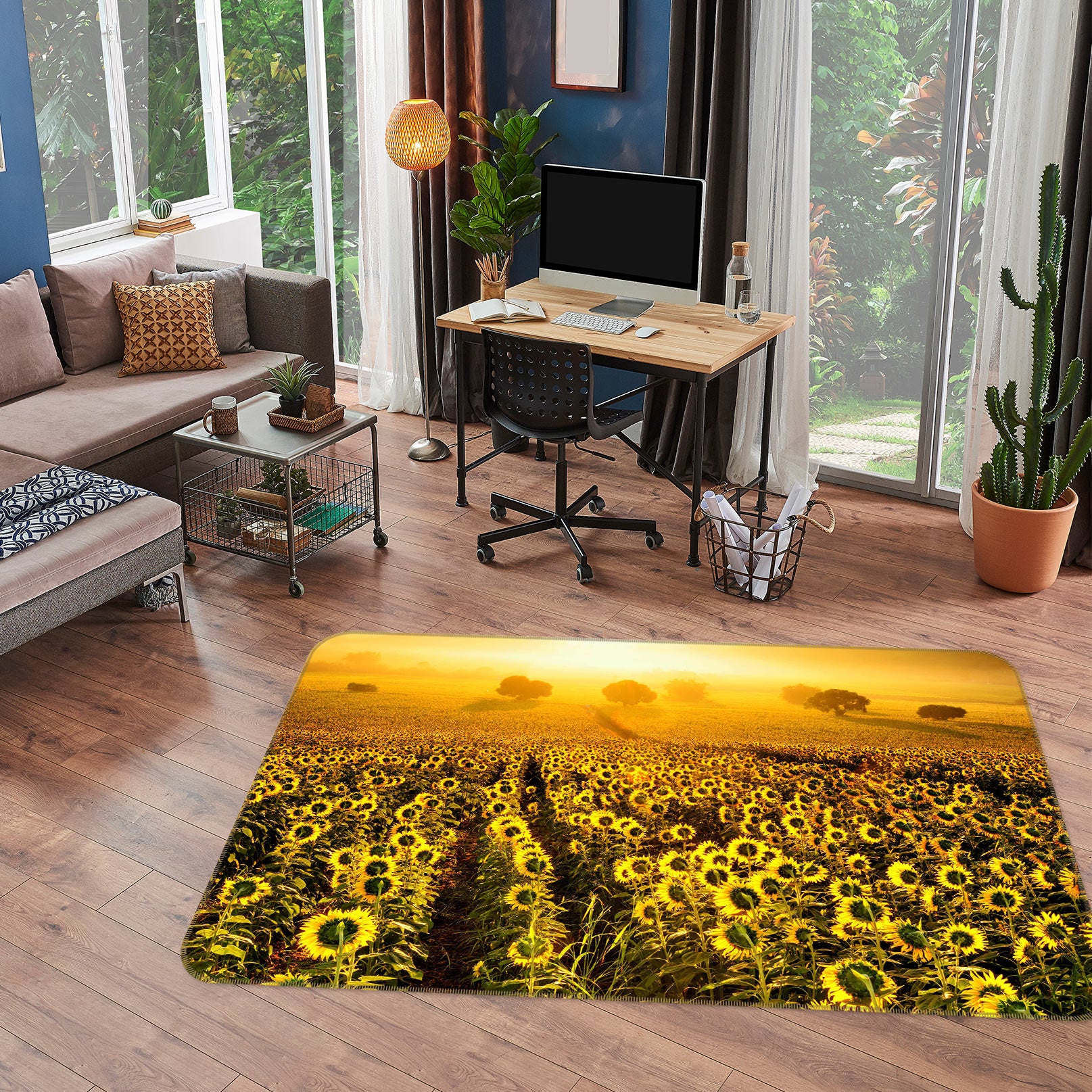 3D Sunflower Bush 76294 Non Slip Rug Mat